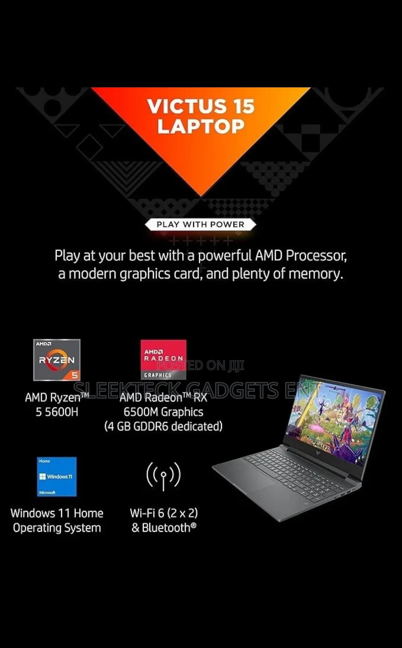 New Laptop HP Victus 16 8GB AMD Ryzen 5 SSD 256GB