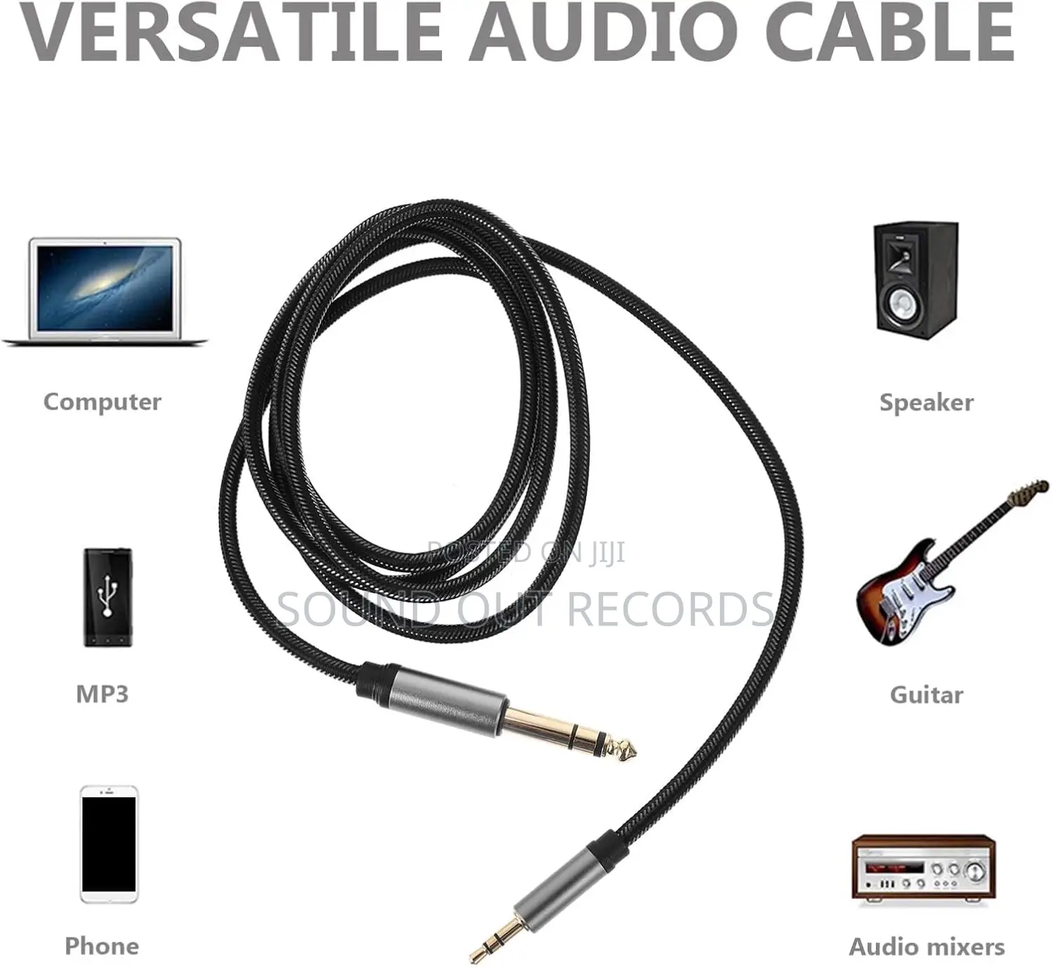 5m Braided Anti Rust 6.5mm To 3.5mm Gold Plated Audio Cable
