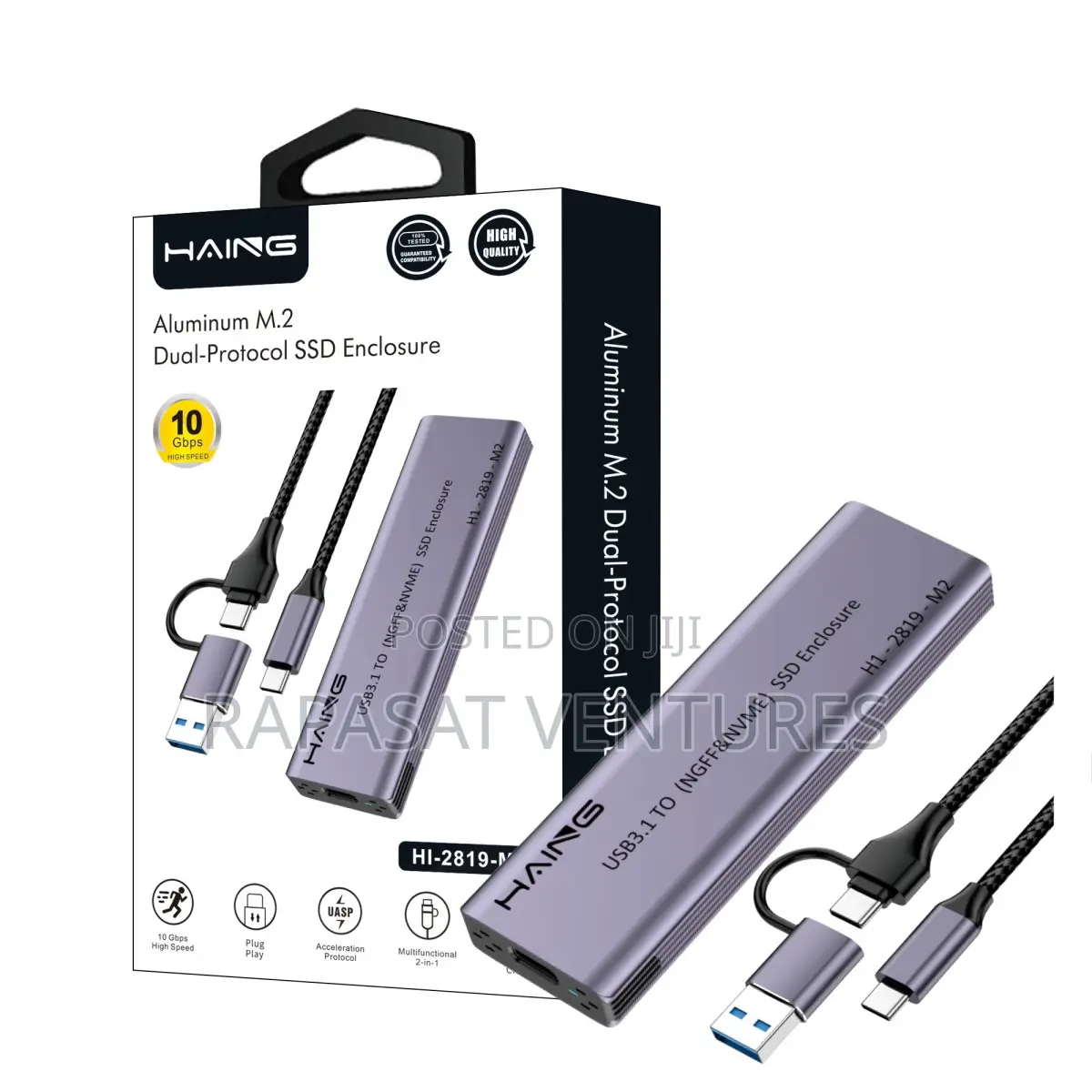 Haing M2 Nvme M.2 Dual-Protocol Usb 3.1 Type-C SSD Enclosure