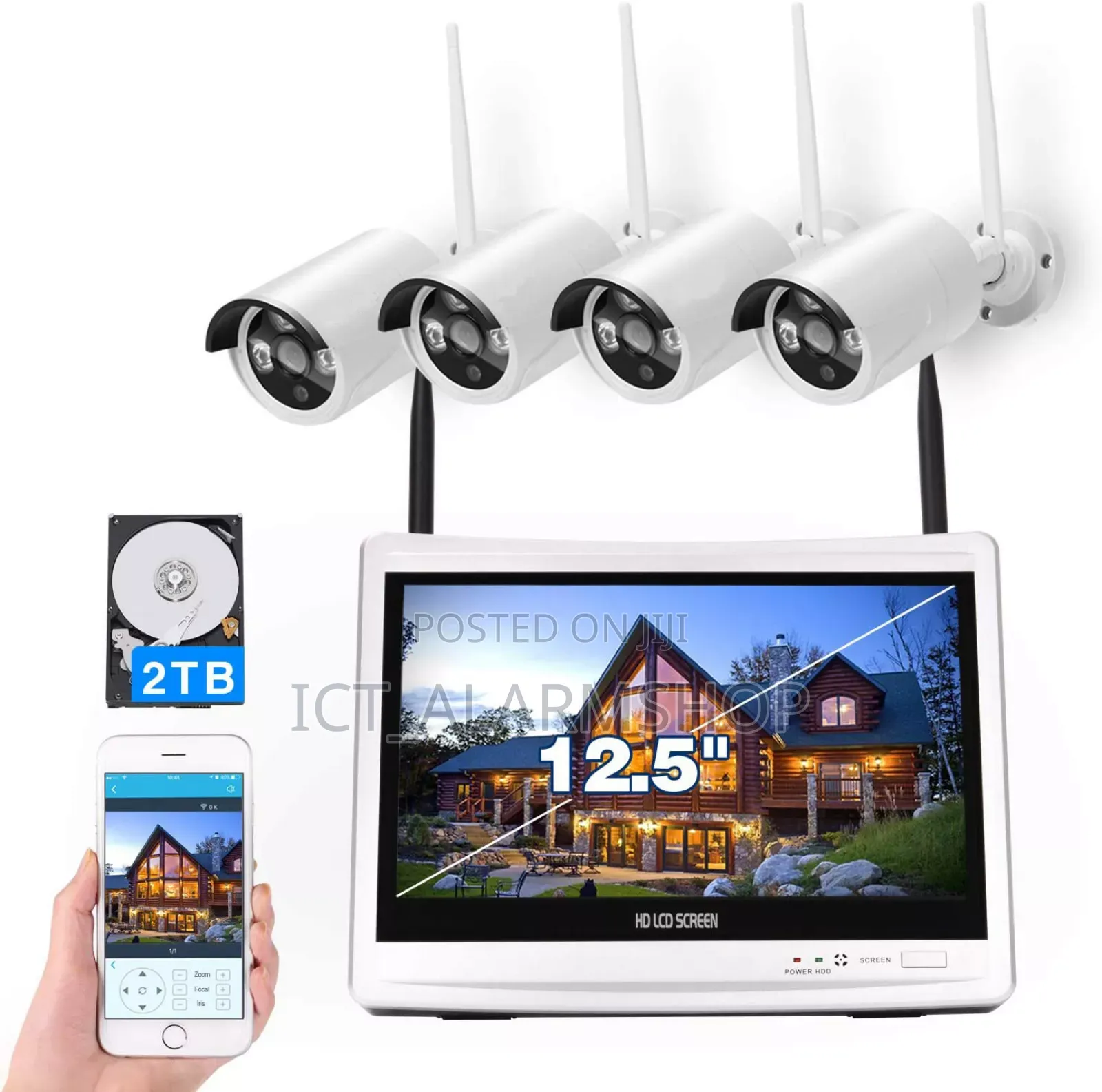 4channel NVR Wireless CCTV Cameras With 10inch Monitor Screen