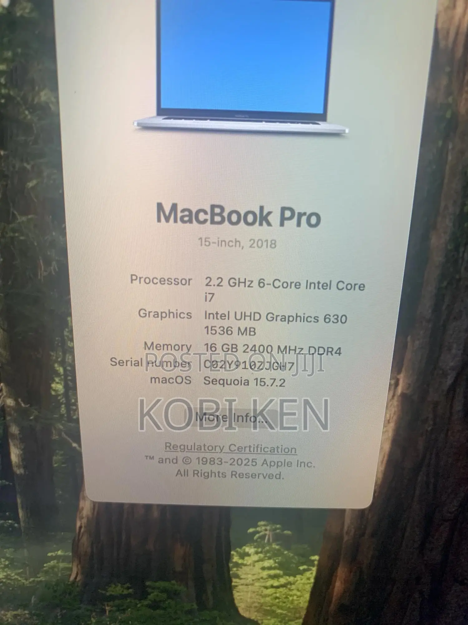 Laptop Apple MacBook Pro 2018 16GB Intel Core i7 SSD 512GB