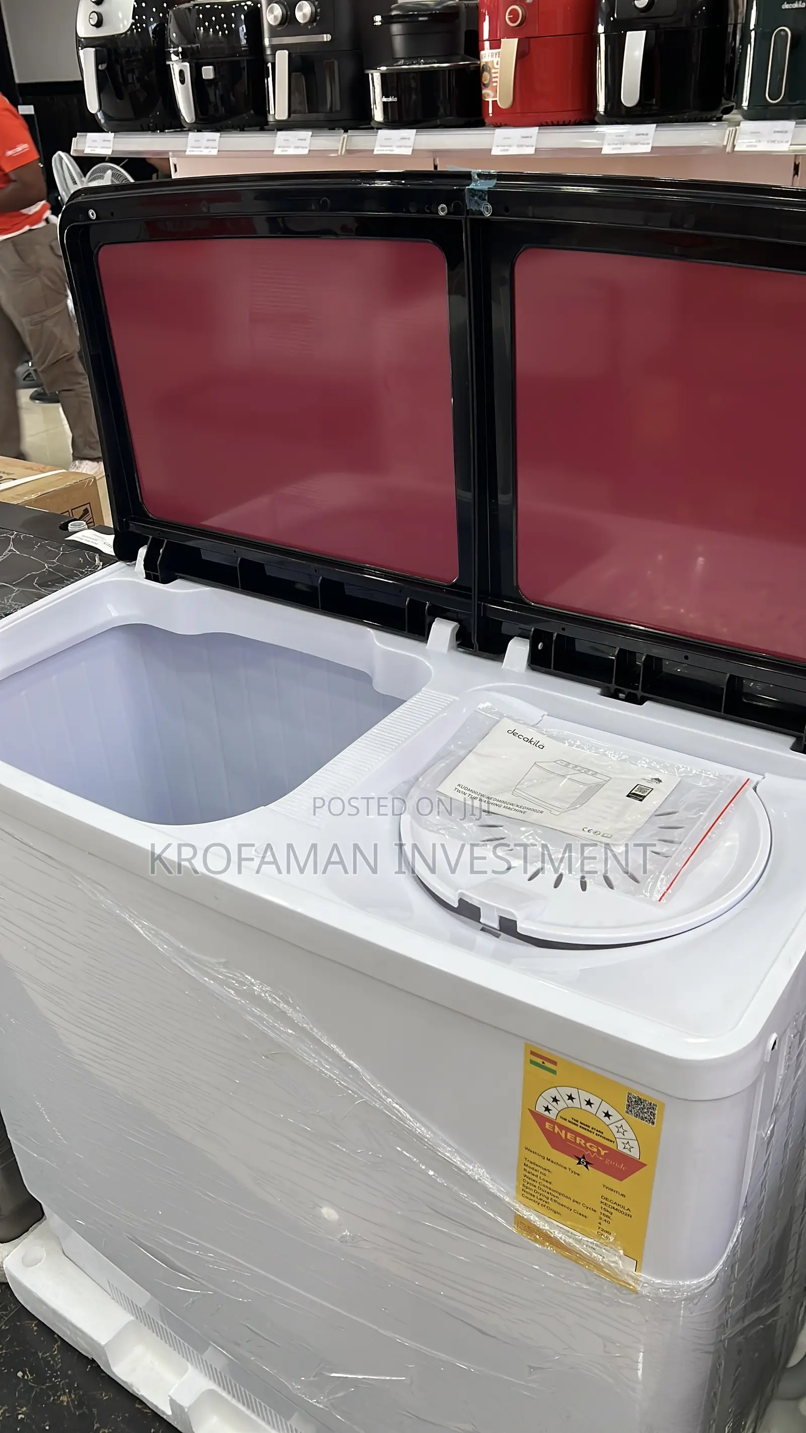 Decakila Kedm002r 15kg Twin Tub Semi-Automatic Washing Machi