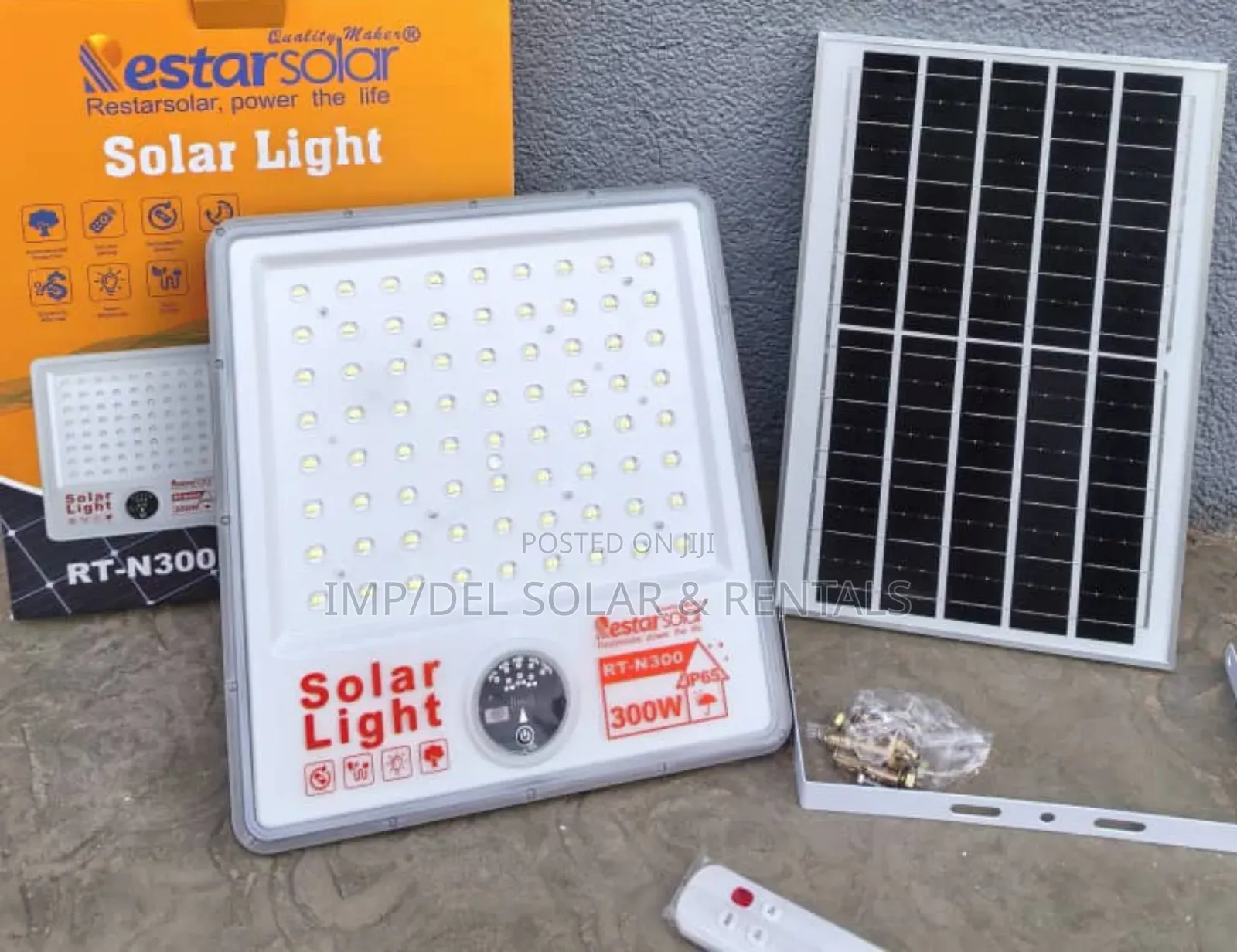 Solar Lights 300w Plus Panel, Inbuilt Battery, Remote Controller Etc