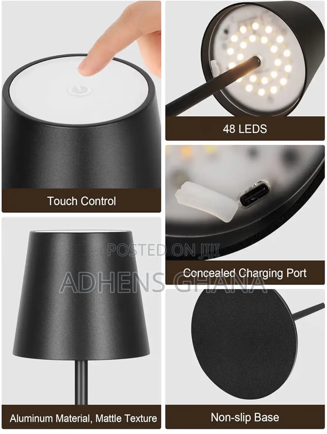Cordless Led Table Lamp, Rechargeable 4000mah Battery, Touch Dimming