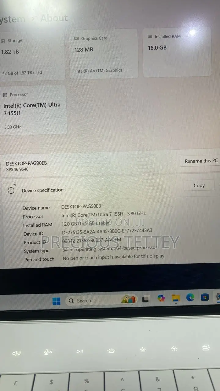 New Laptop Dell XPS 15 16GB Intel Core Ultra 7 SSD 2T