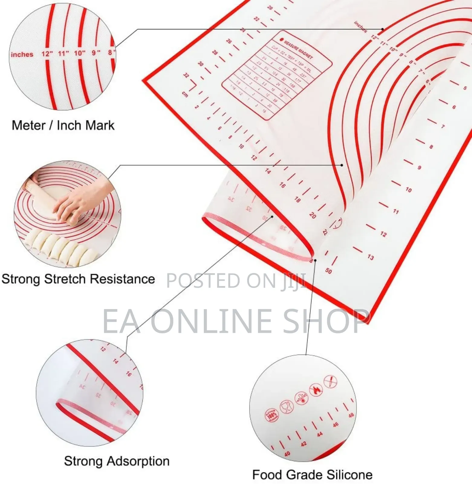 Reusable Food Graded Silicone Kneading Dough Mat 40x60cm