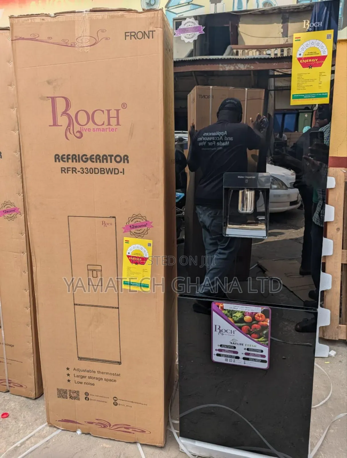 Original Roch 262 Litre Black Mirror Refrigerator With Dispenser