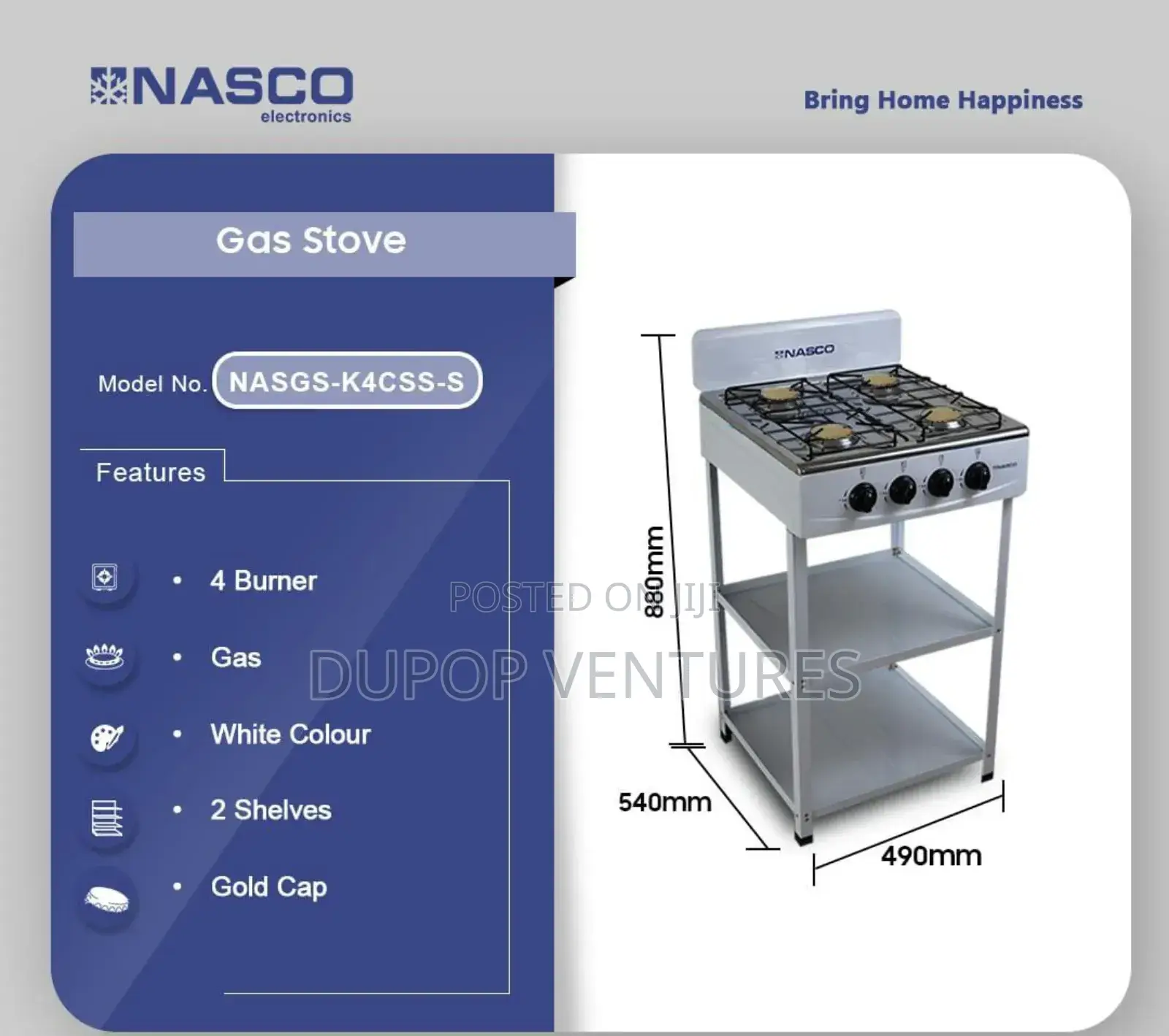 Nasco Standing Gas Cooker