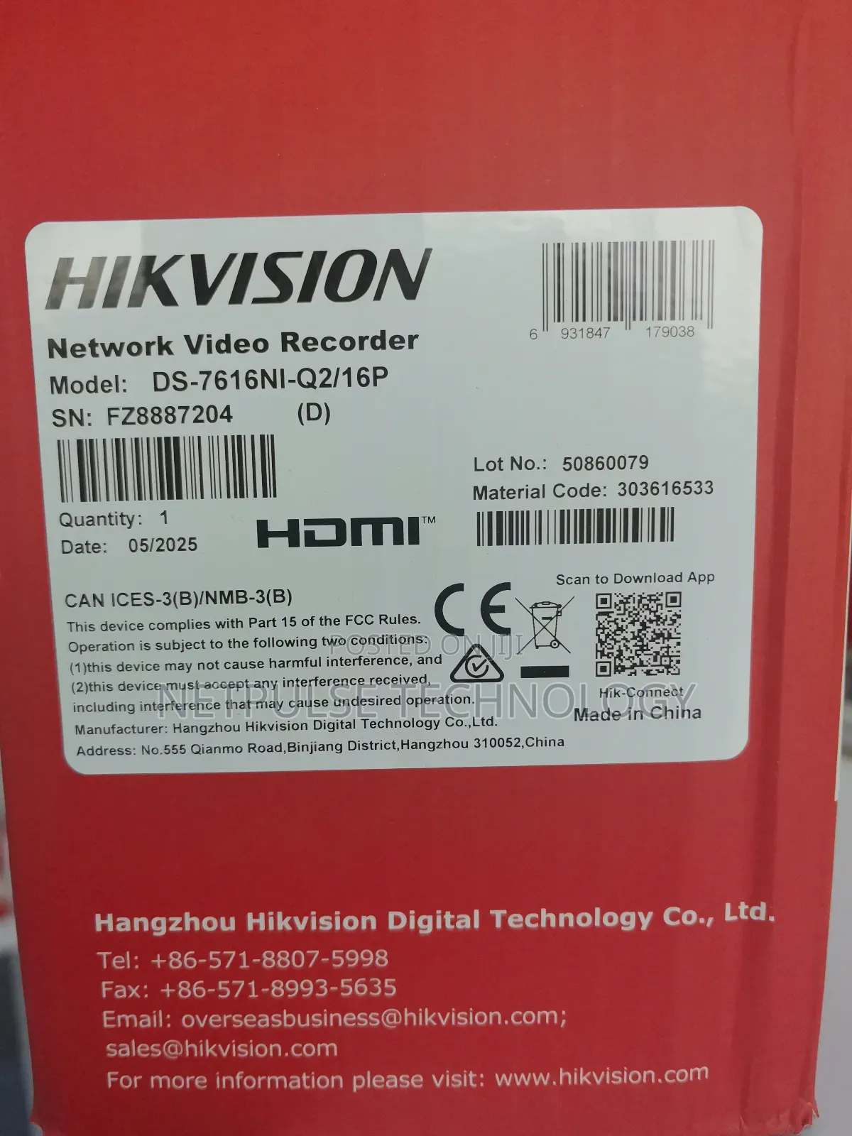 Hikvision Embedded NVR - Ds-7616ni-Q2/16p