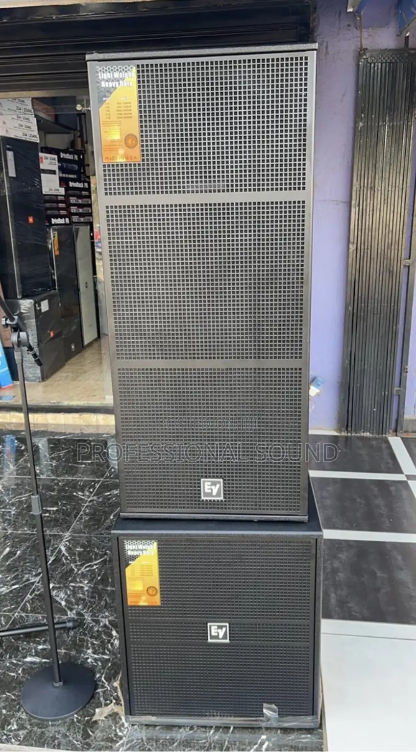 Electro-Voice (Ev) Full-Range and Single Bass Speaker (Subwoofer).