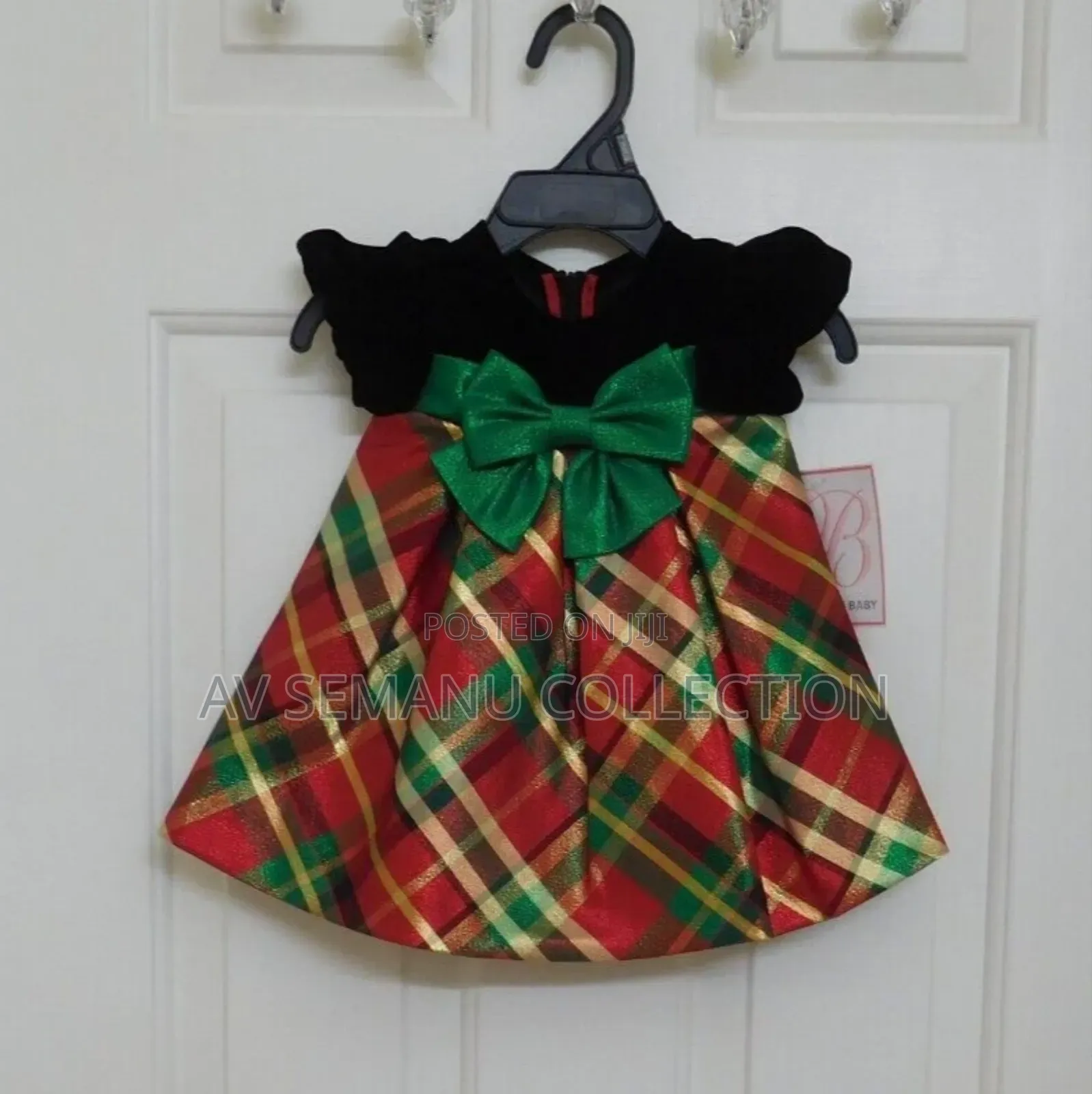 NWT Bonnie Baby Black Velvet Plaid Shimmer Skirt Christmas Dress