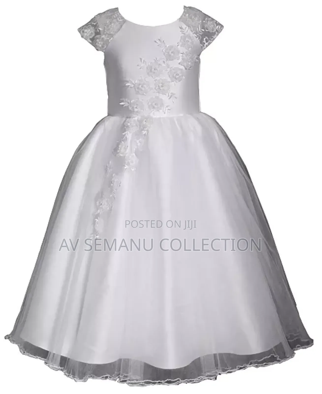 Bonnie Jean Girls' Flower Cascade Communion Dress - White