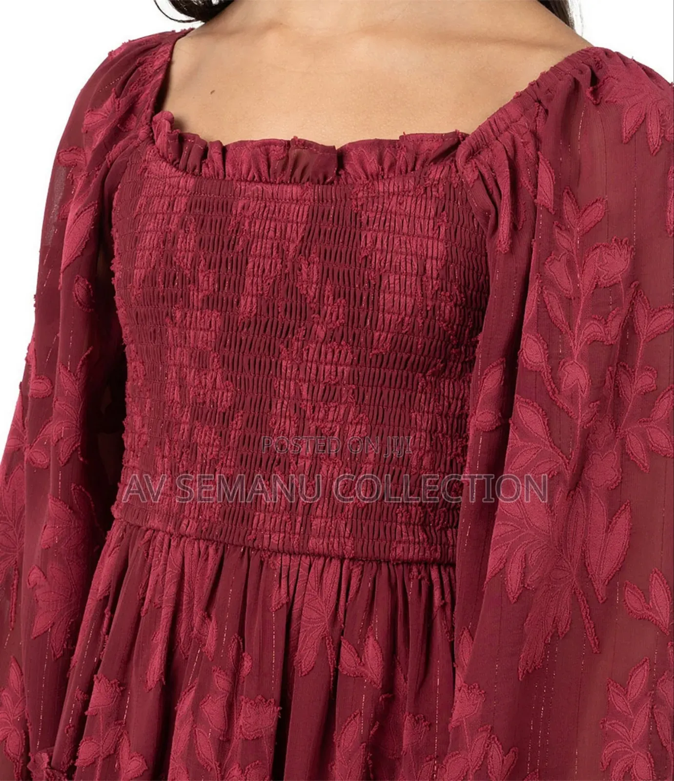 Rare Editions Big Girls Smocked Burnout Chiffon Long Sleeve Dress