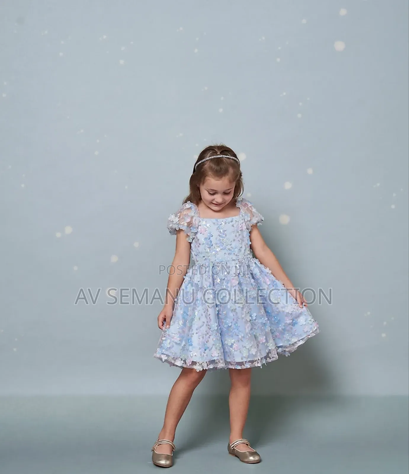 Rare Editions Little Girls Puffed Sleeve Sequin-embellished