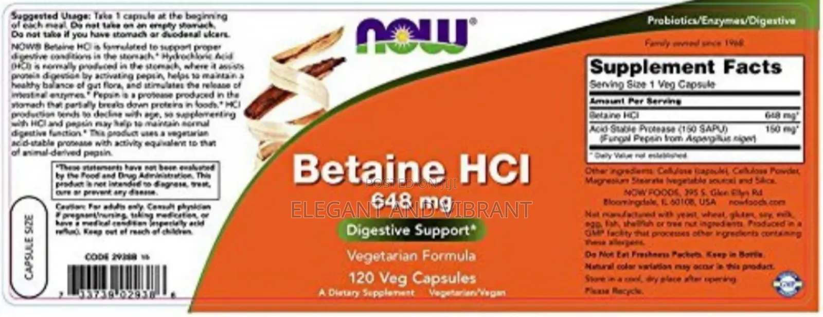 Betaine Hcl 648 Mg 120 Capsules - Now Foods