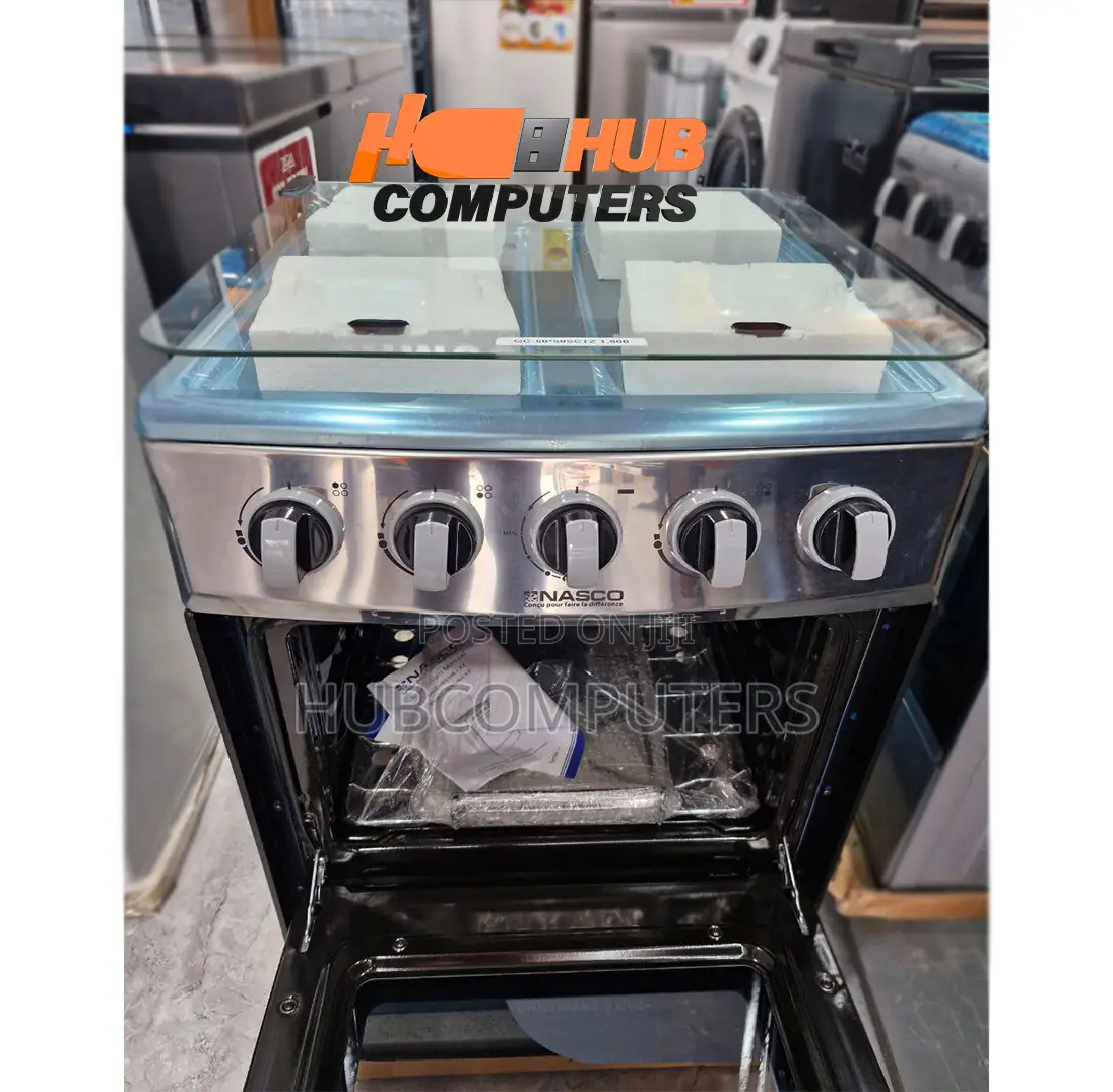 Nasco-Nasgc-50x50sct Z Gas Cooker 4 Burner 50x50cm Silver Oven