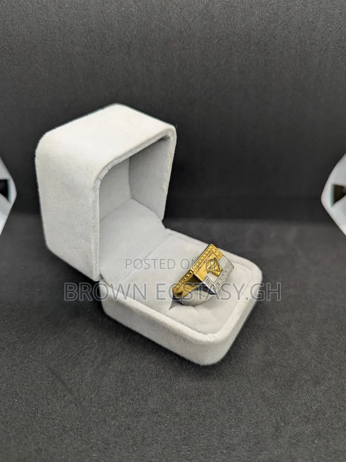 Versace Two Tone Signet Rings