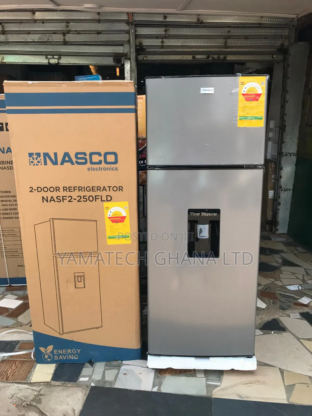 Nasco 210l Fridge With Dispenser Top Freezer -dark Silver
