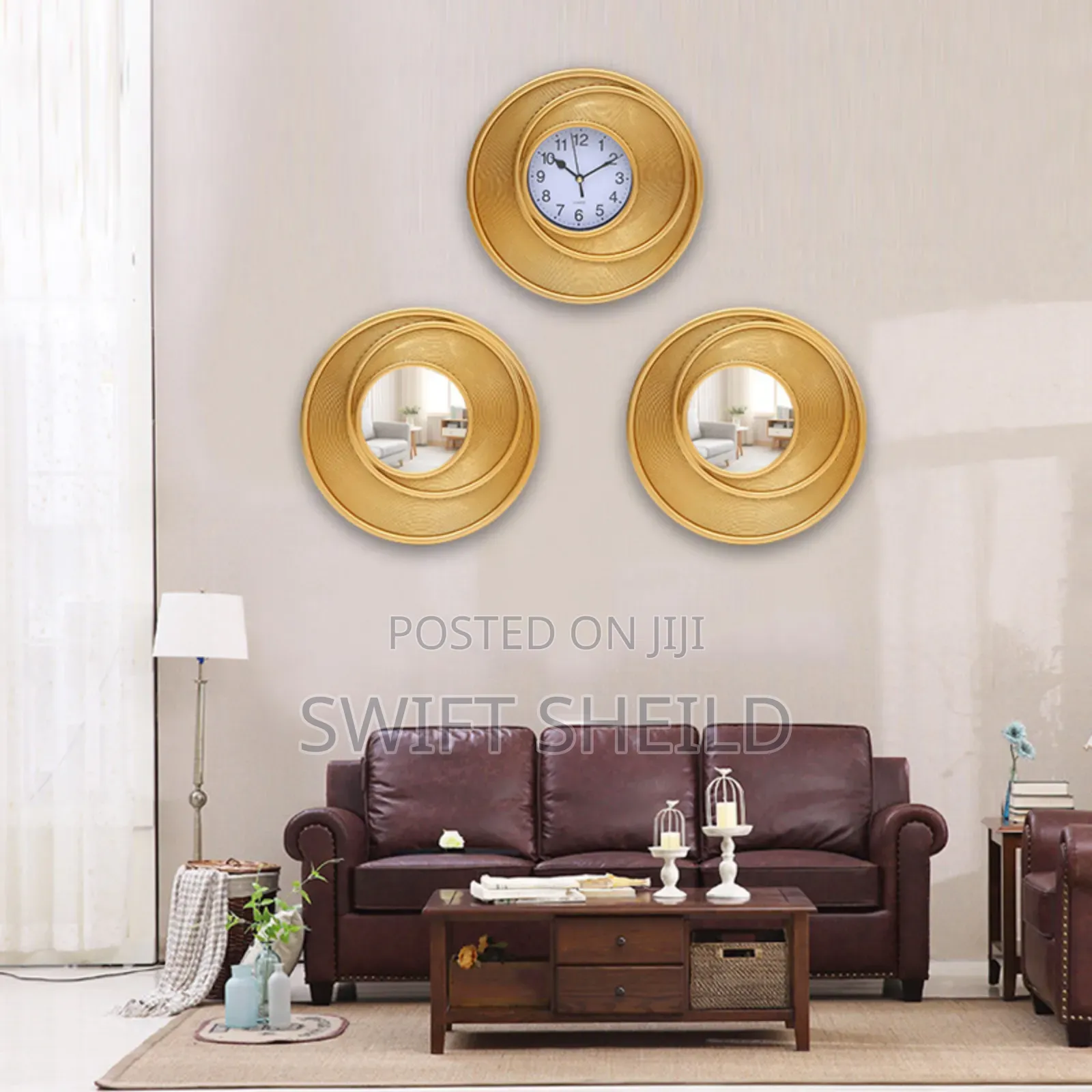 3 Set Mirror and Clock for Decor