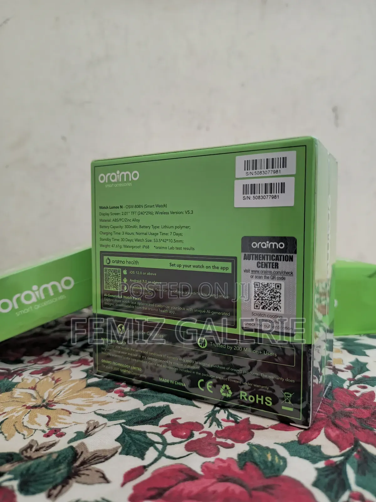Oraimo Watch Lumos N 2.01'' Hd Display Ip68 Smart Watch