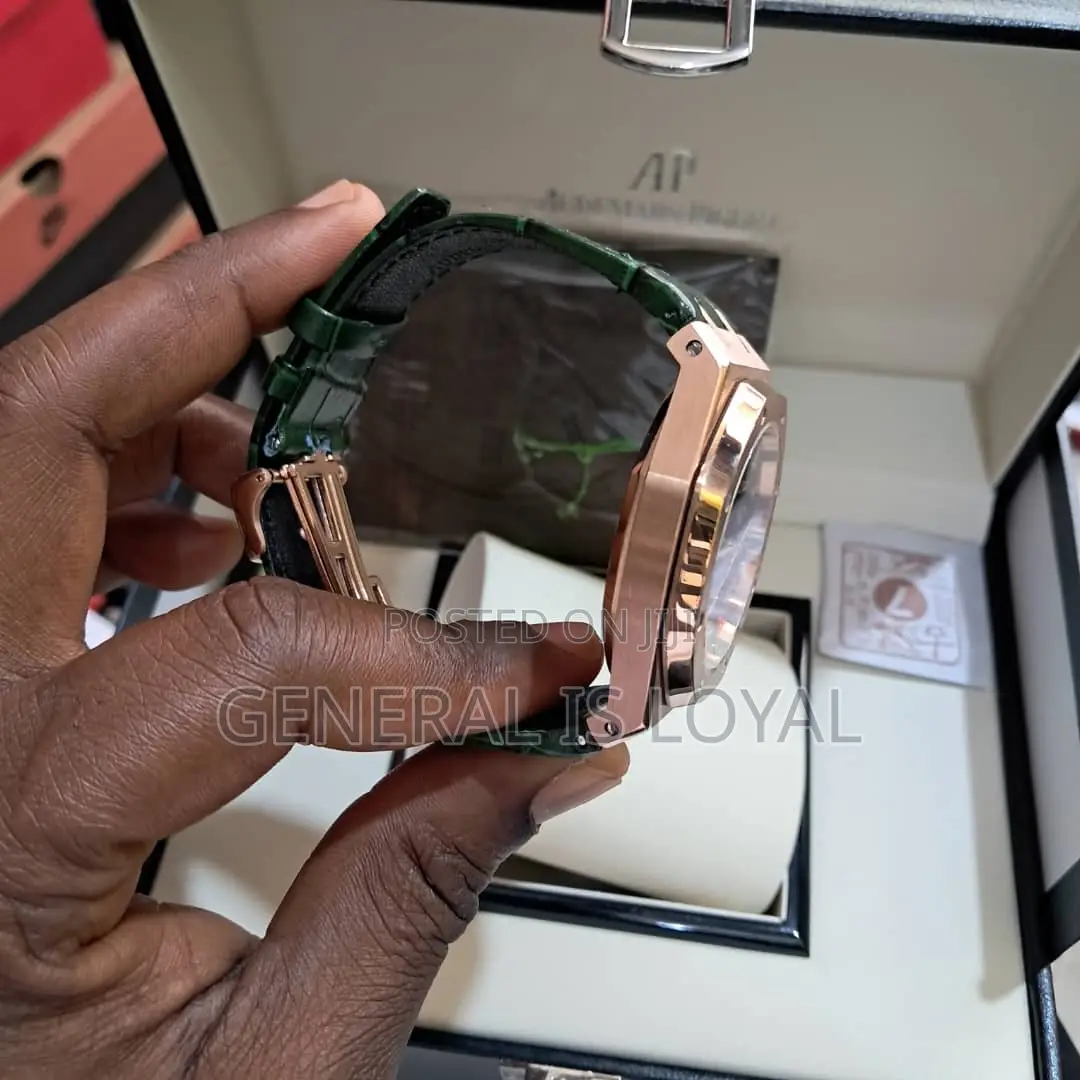 Audemars Piguet Royal Oak Chrono Rose Gold Green Dial Leather Watch
