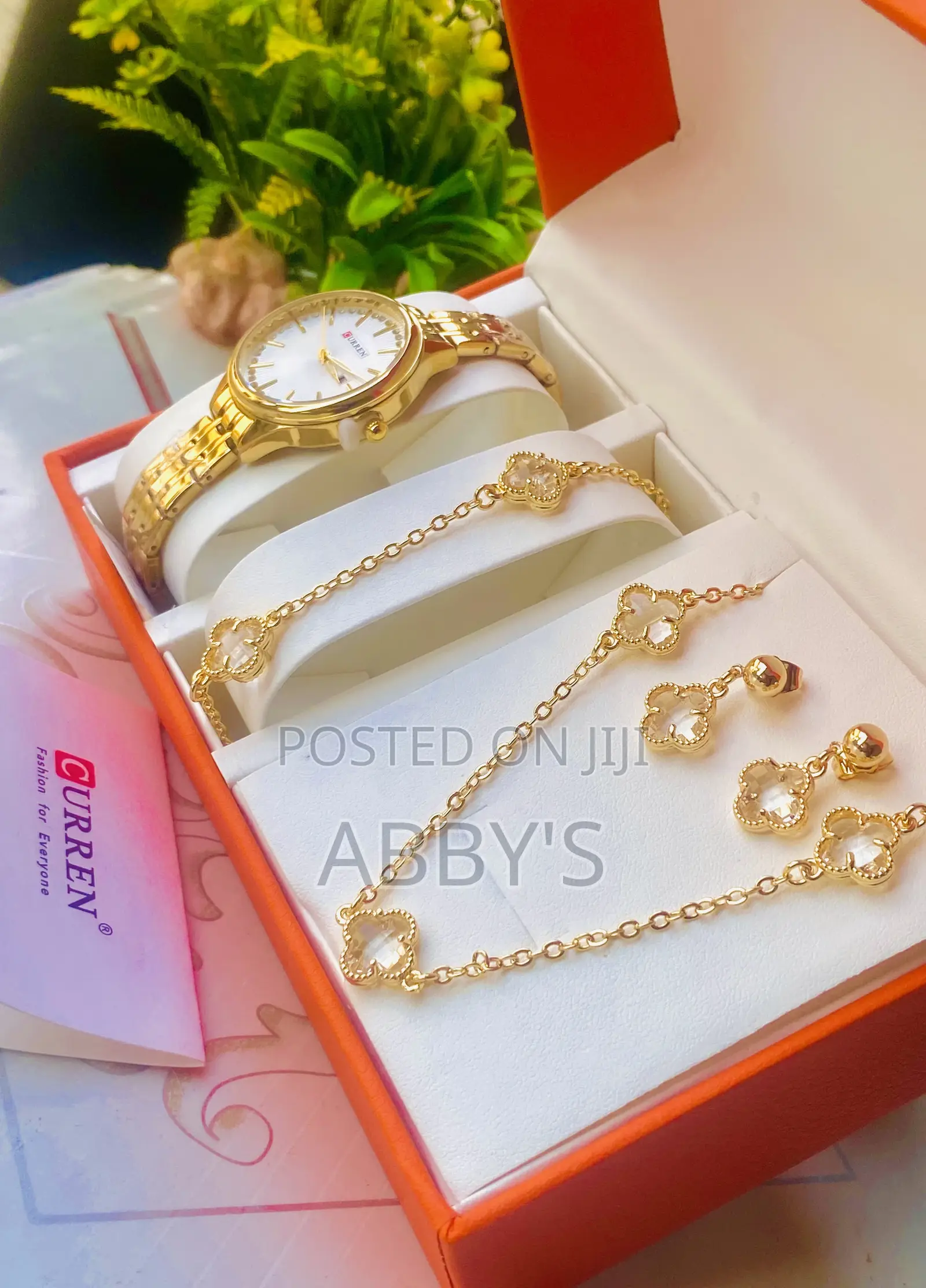 Best Gift Set Quality 5 in 1 Curren Clover Jewelry Set