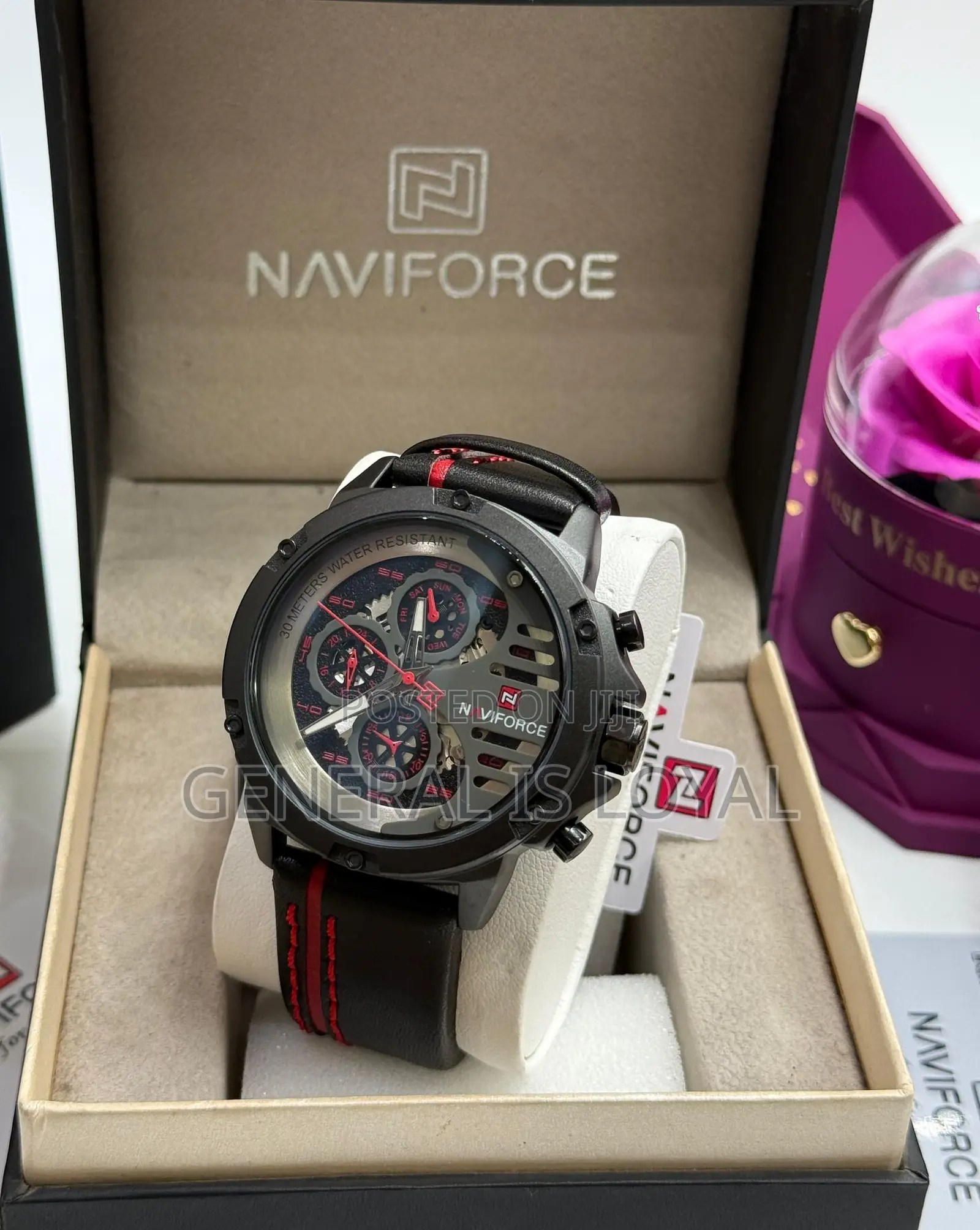 Naviforce Nf9110 Watch  Black Case  Brown And Black Leather Strap.