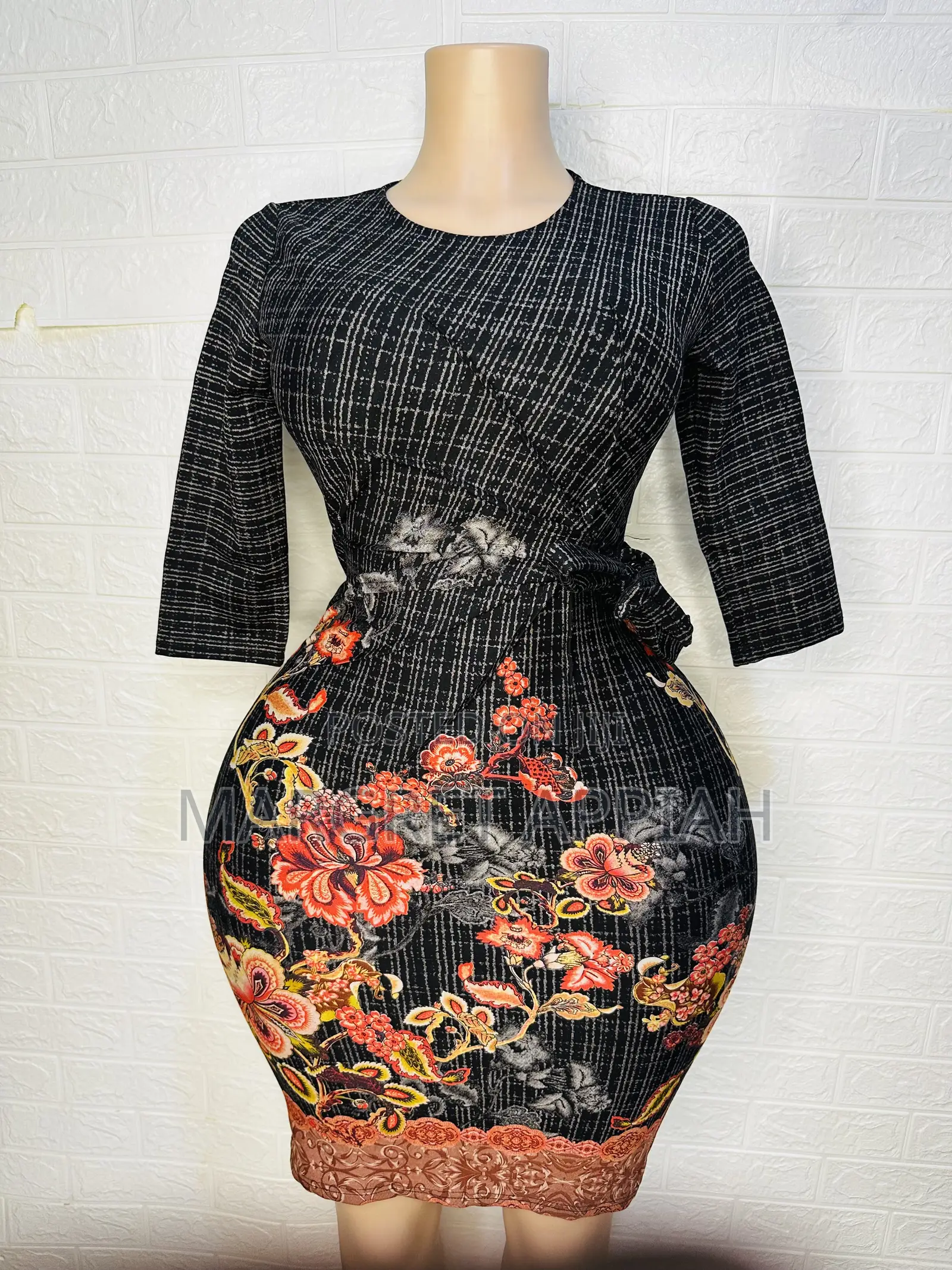 Side Wrap Tie Fitted Dress
