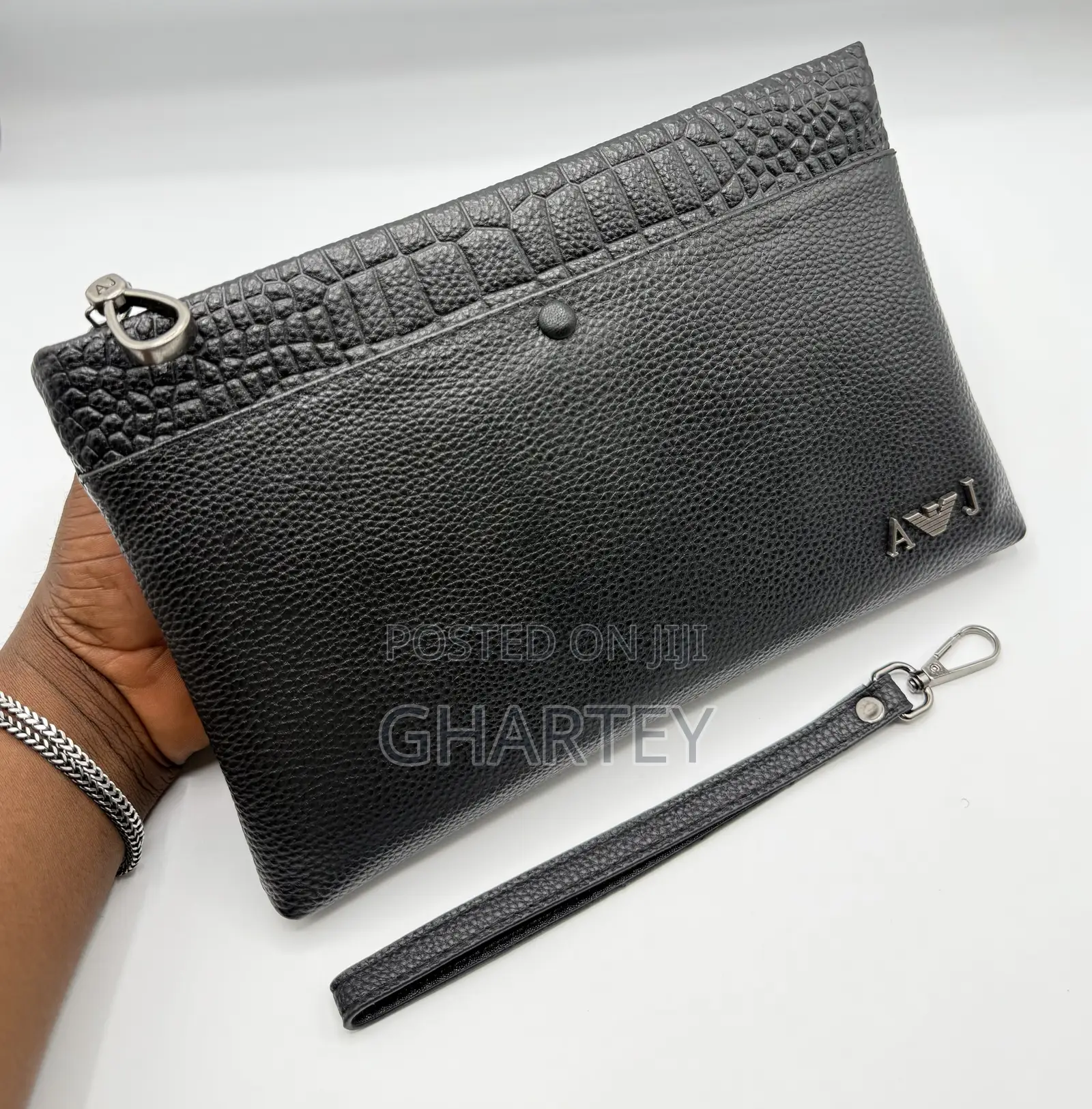 Premium Leather Clutch Bag – Black