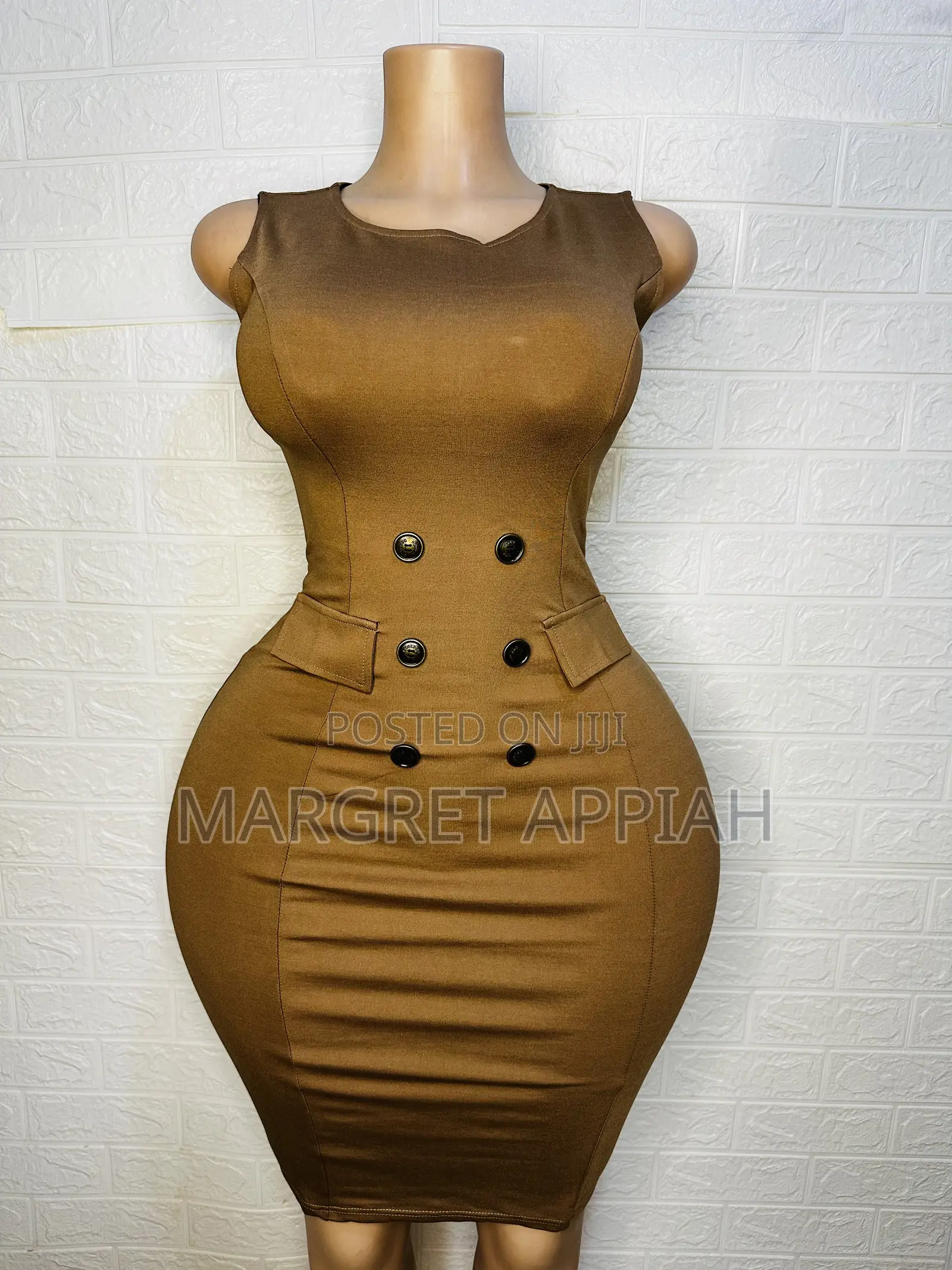 Sleeveless Button Front Bodycon Dress