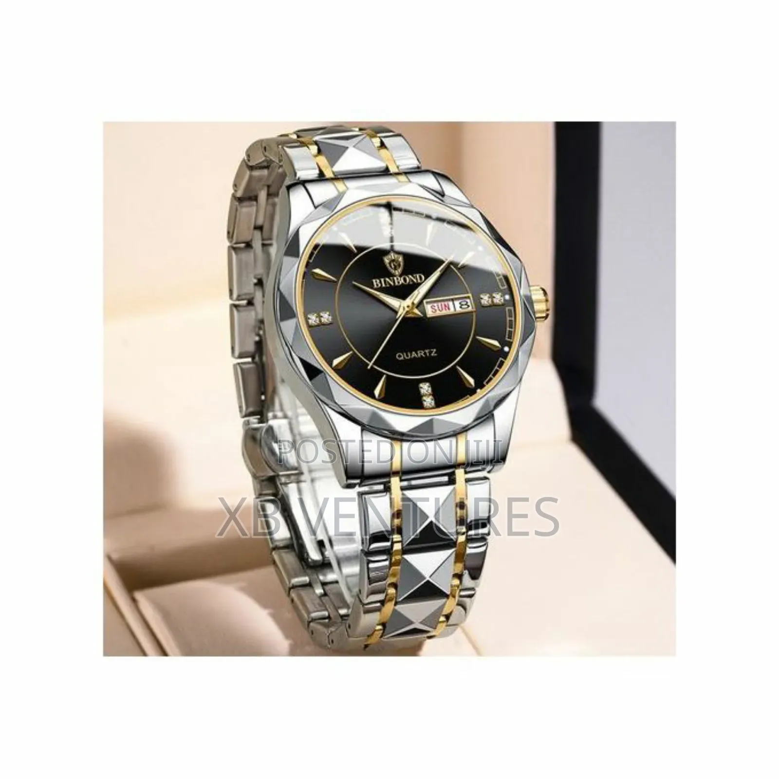 Luxury Waterproof Stainless Steel Black Quartz Men's Watch
