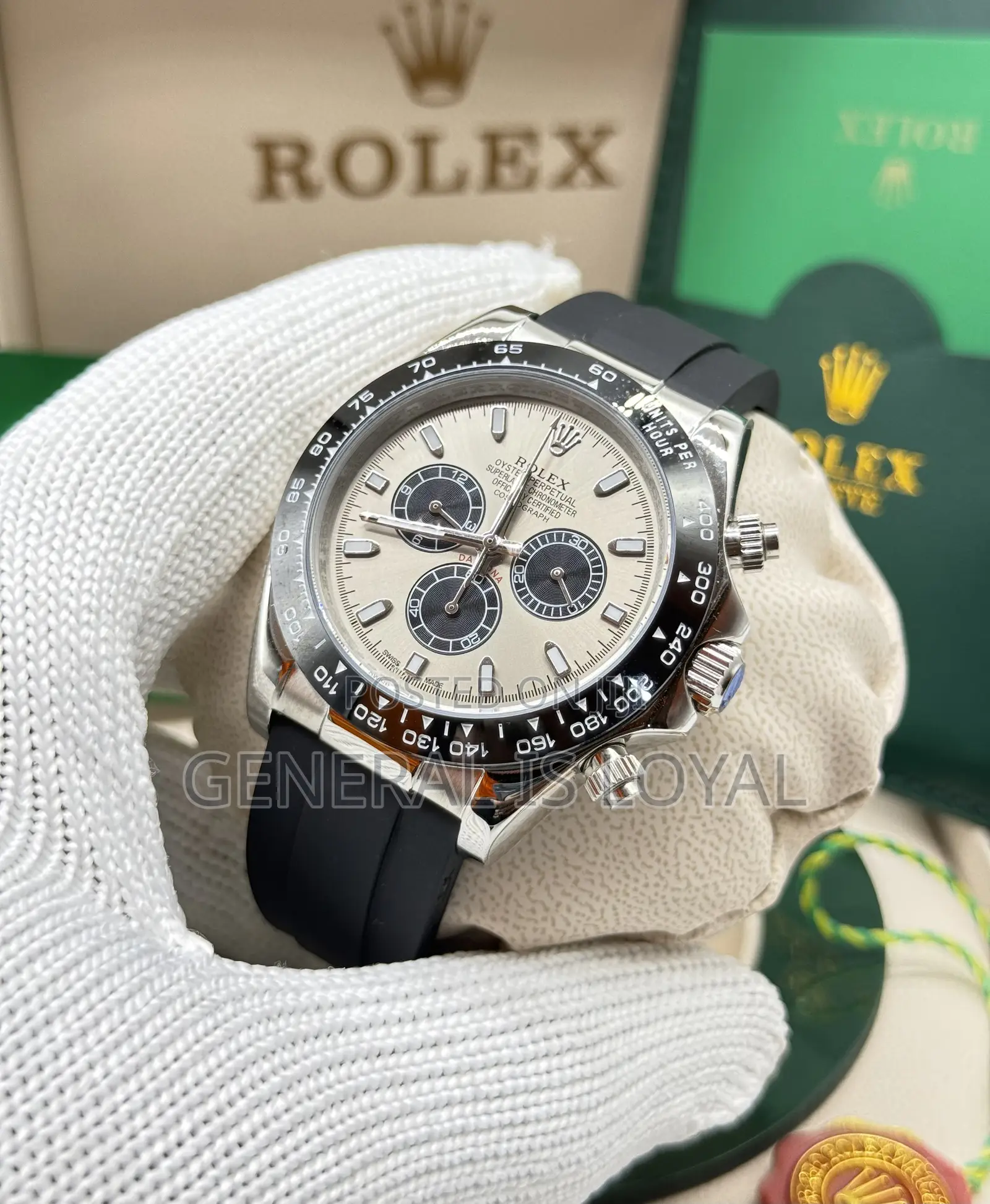 Rolex Cosmograph Daytona In 18kt White Gold Black Silicone Strap
