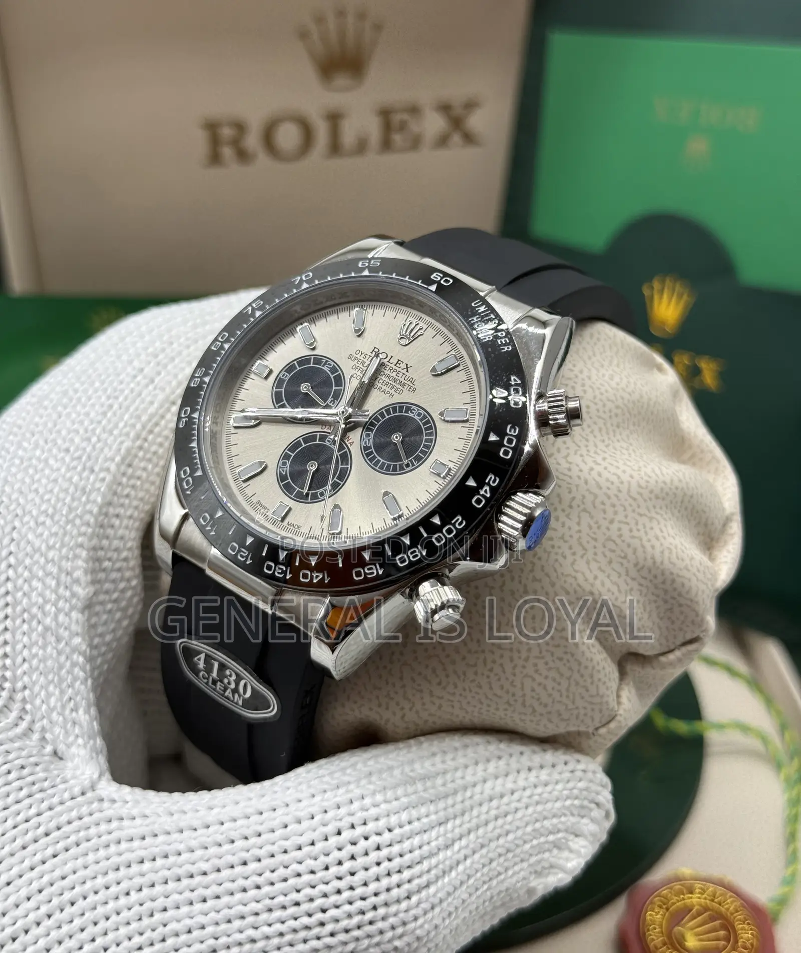 Rolex Cosmograph Daytona In 18kt White Gold Black Silicone Strap
