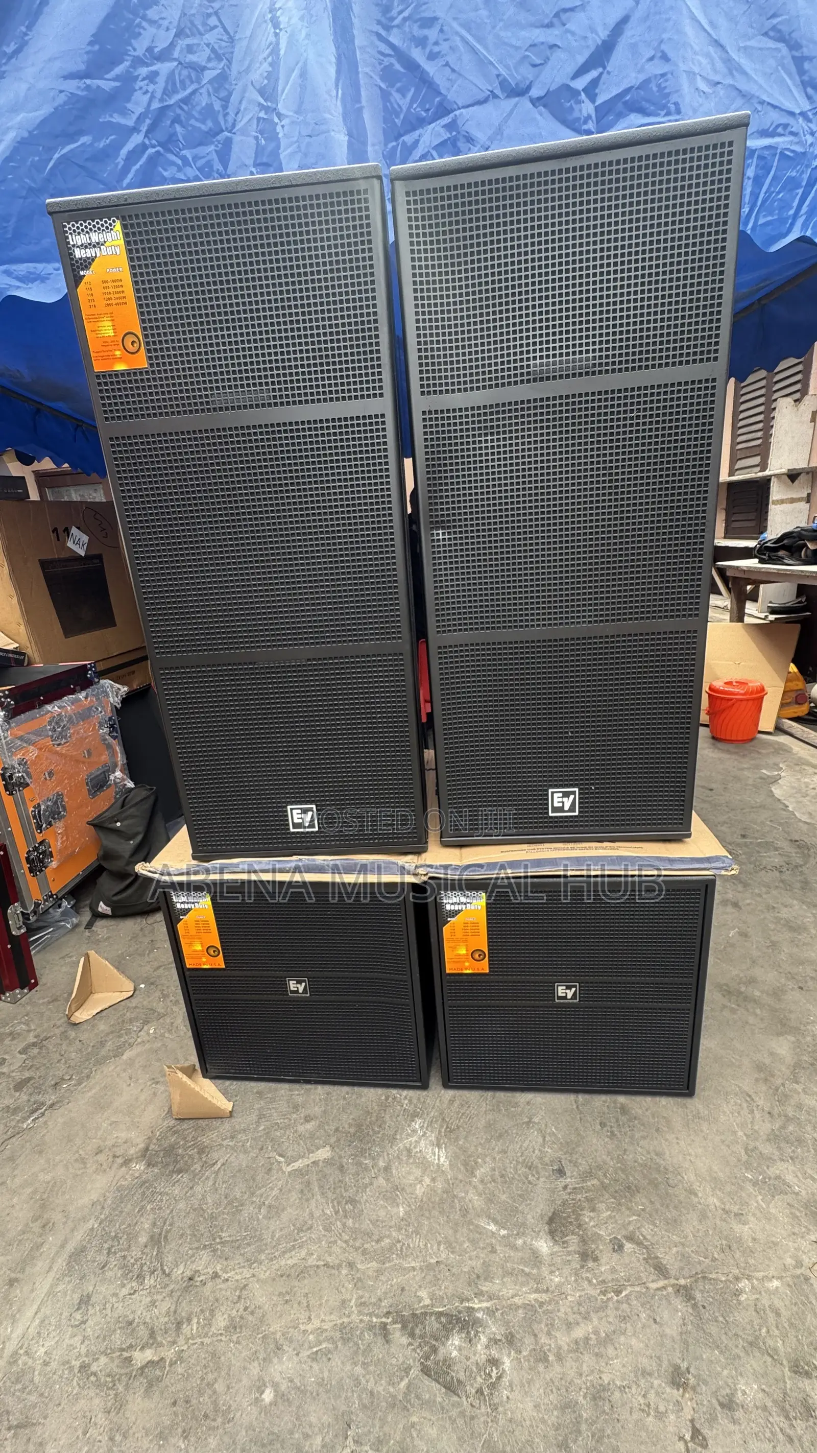 Ev Single Bass Speaker With Full Range Speaker and Complete Rack