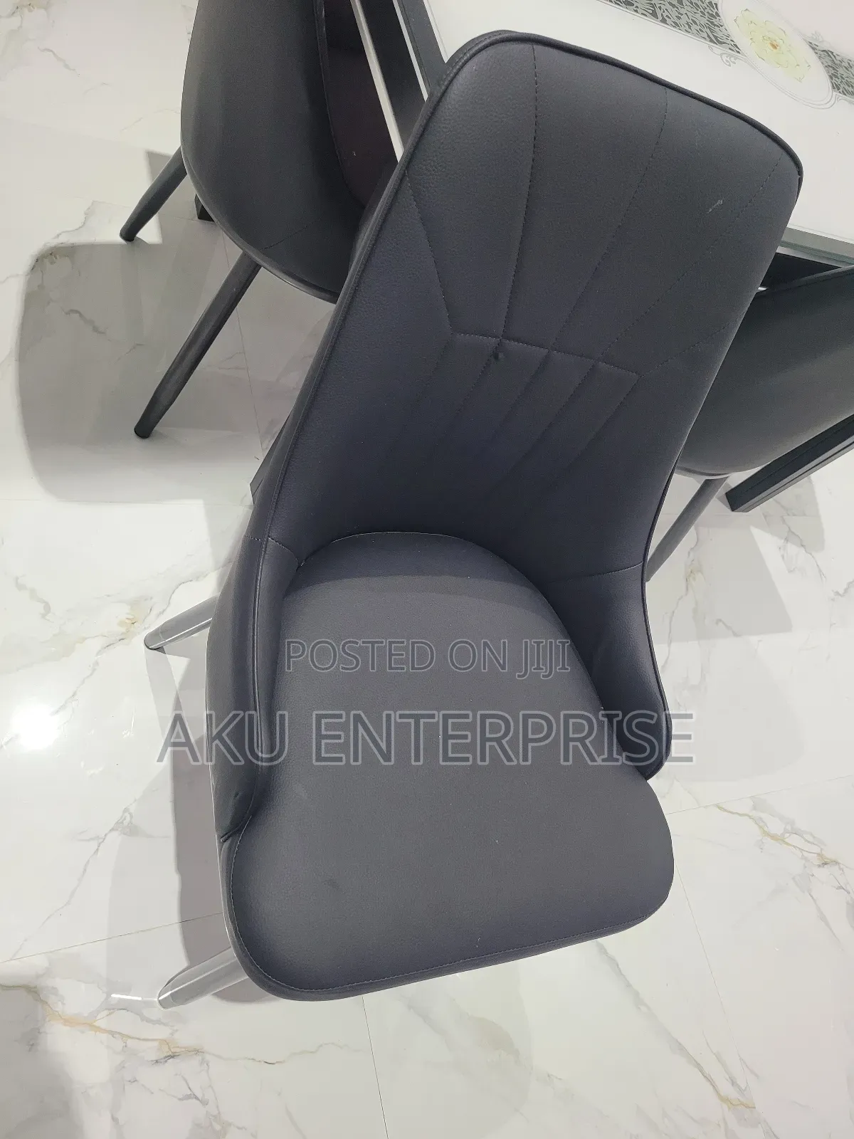 Dinning Chairs Black Leather With High Density Foam