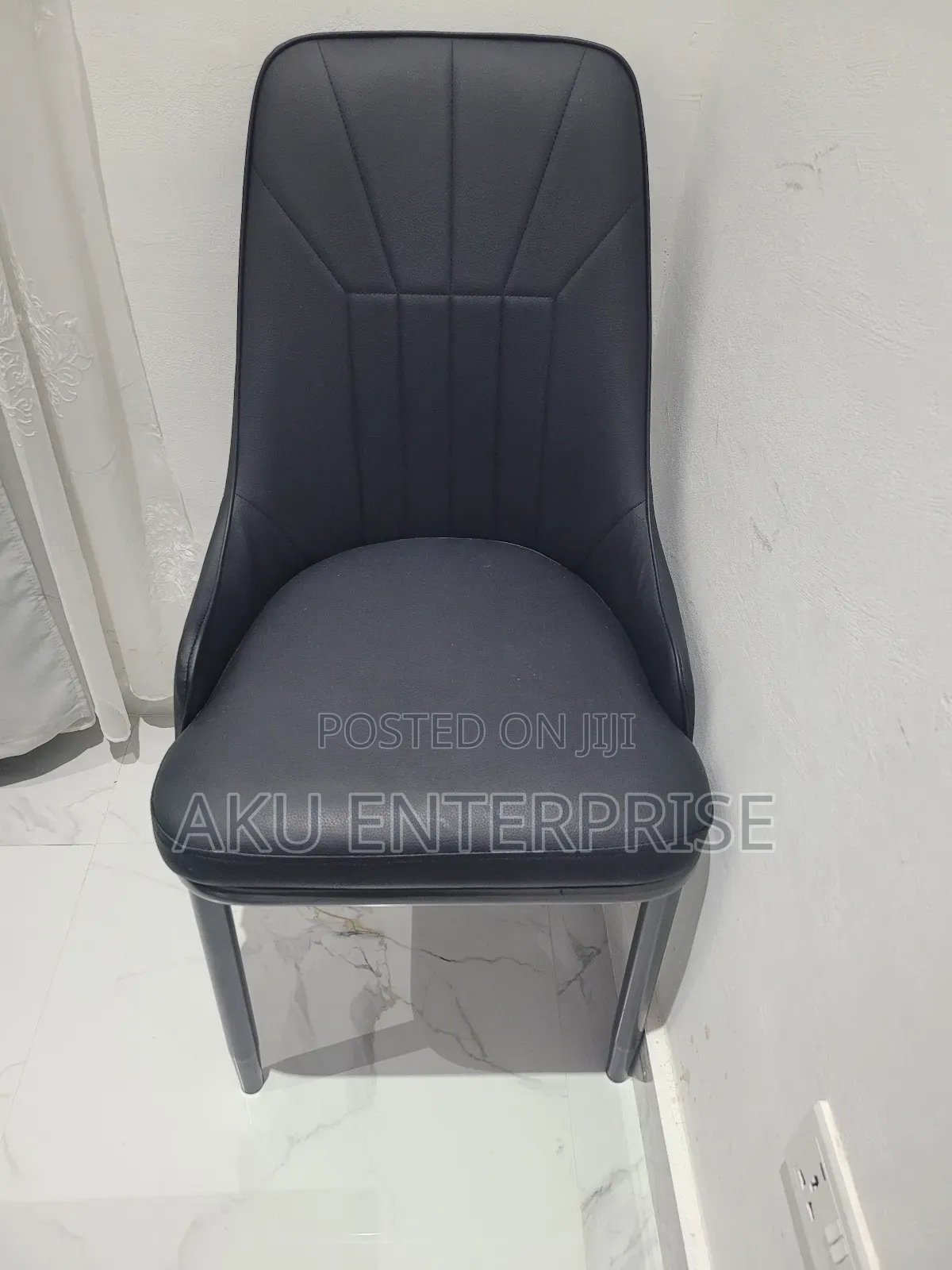 Dinning Chairs Black Leather With High Density Foam