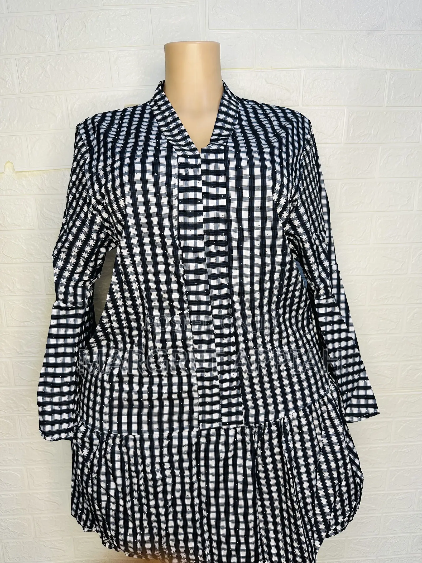 V Neck Check Dress