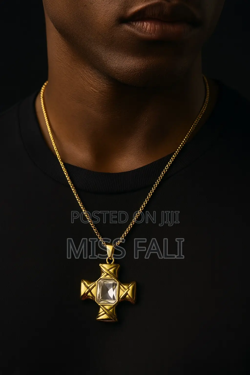 Clear and Colored Stone Cross Pendant Necklace