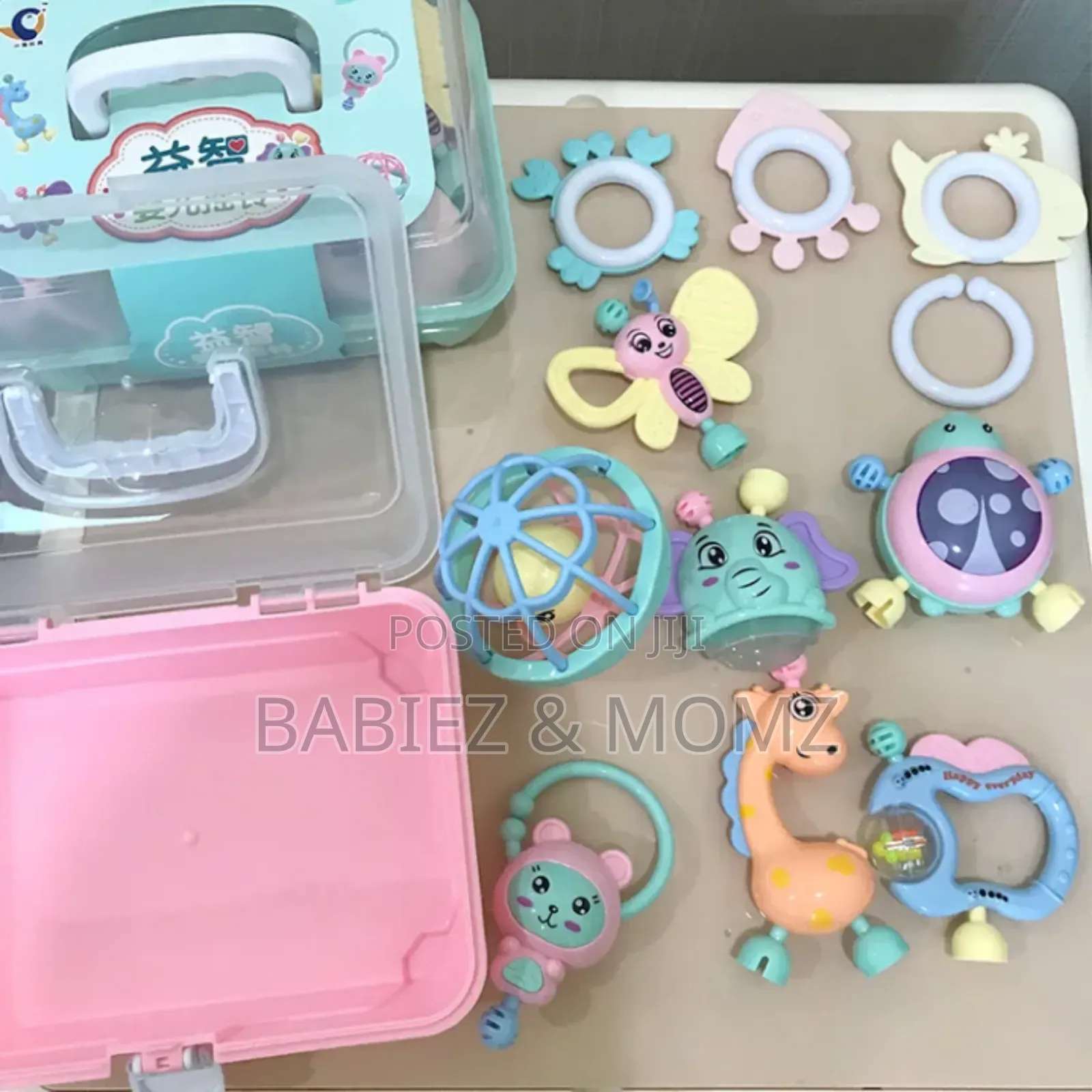 Baby Rattle Teething Toy Set With Storage Box (11pcs)