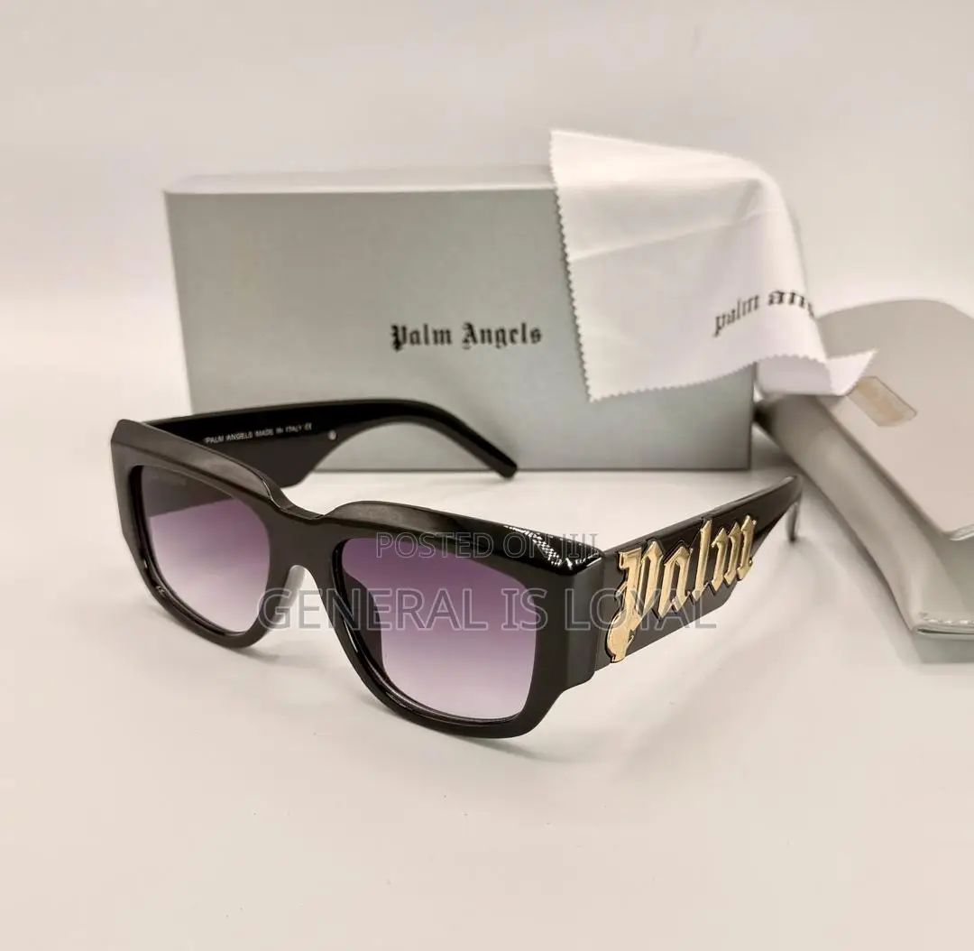 Palm Angels Canby Sunglasses In Black Acetate With Purple  Lenses.
