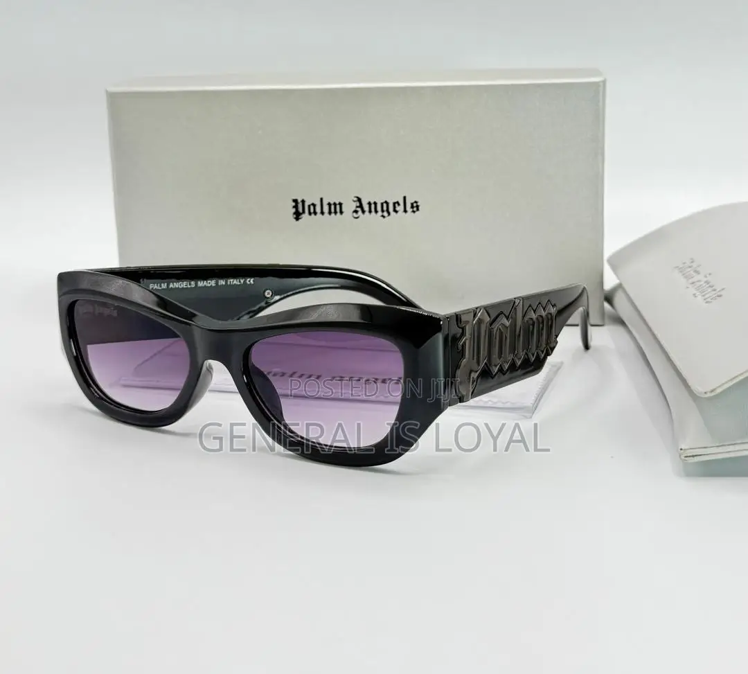 Palm Angels Canby Sunglasses In Black Acetate With Purple  Lenses.