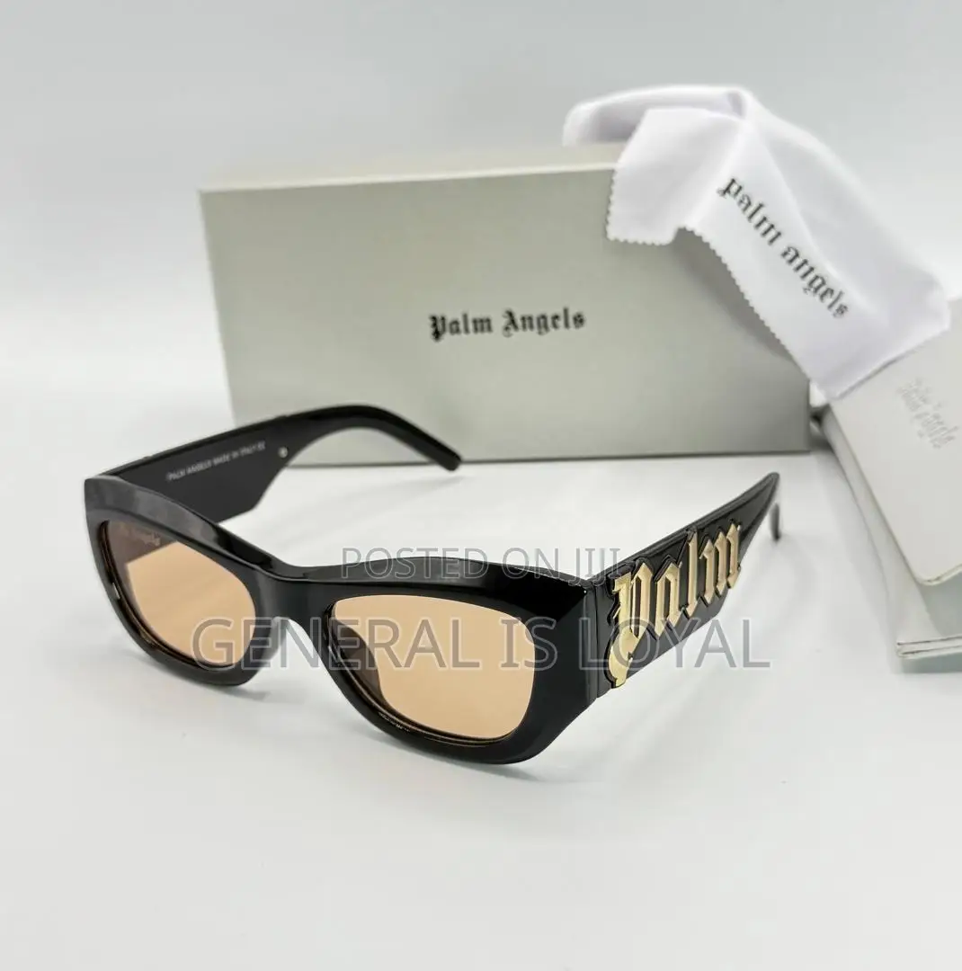 Palm Angels Canby Black Acetate Sunglasses With Amber Lenses.