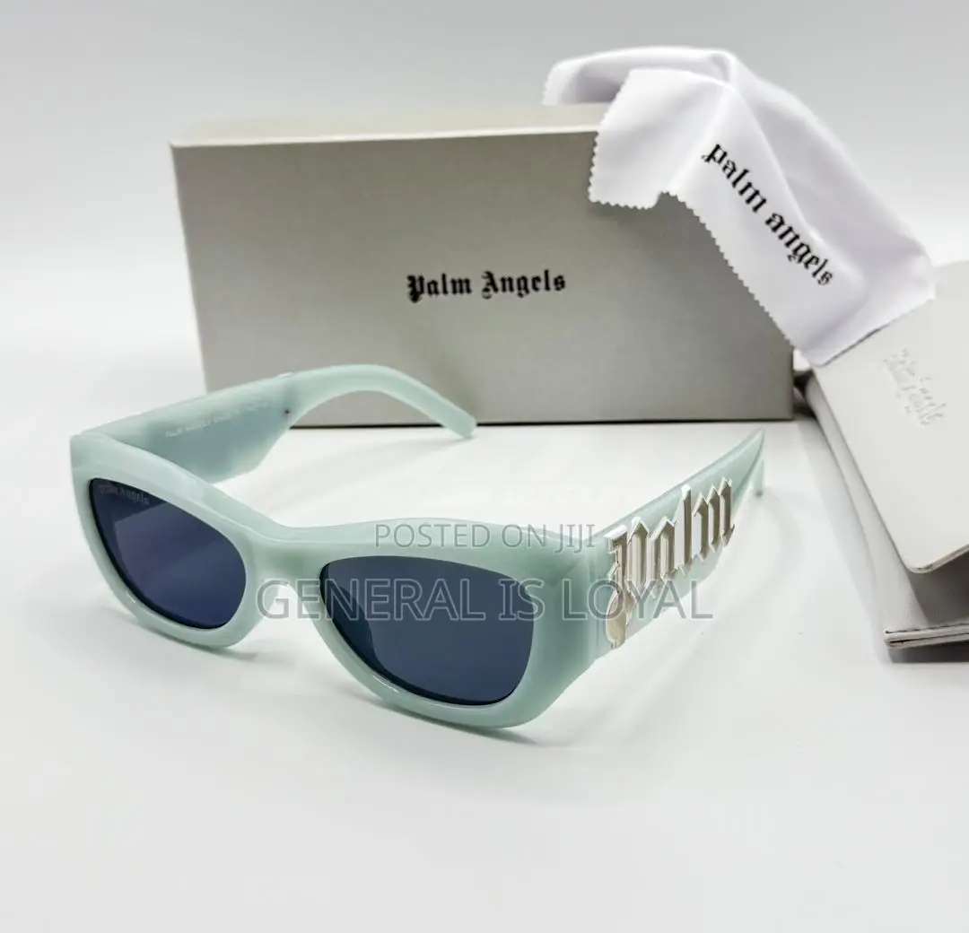 Palm Angels Canby Sunglasses Lightblue Acetate Frame  Dark Grey Lenses