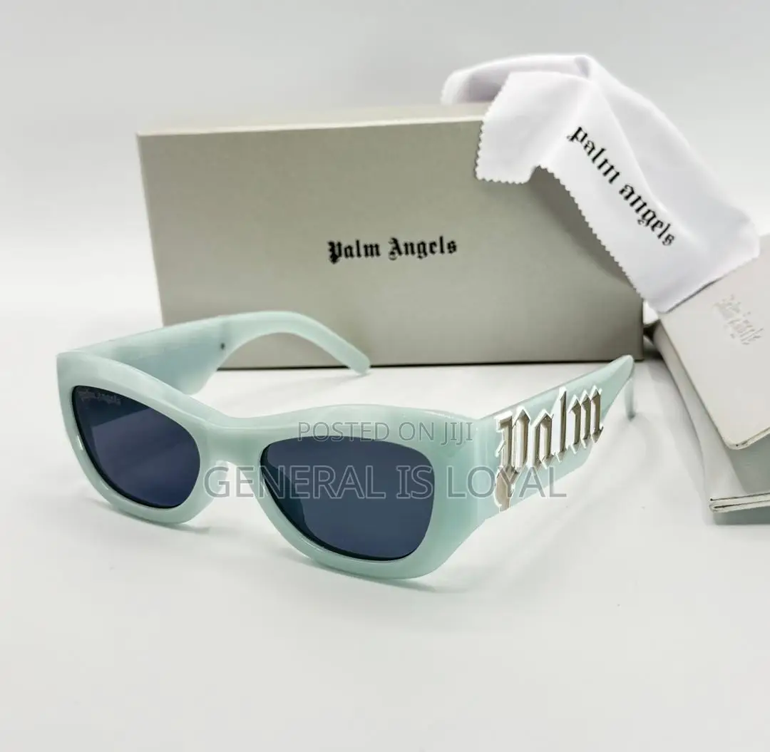 Palm Angels Canby Sunglasses Lightblue Acetate Frame  Dark Grey Lenses