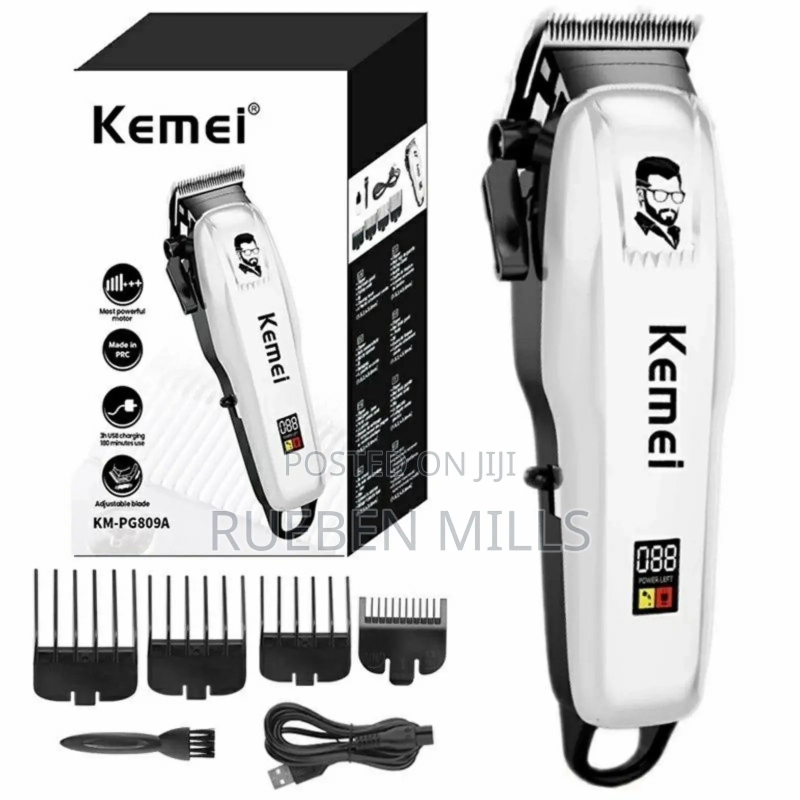 Kemei Km-Pg809a Rechargeable Adjustable Barbering Machine Hair Clipper