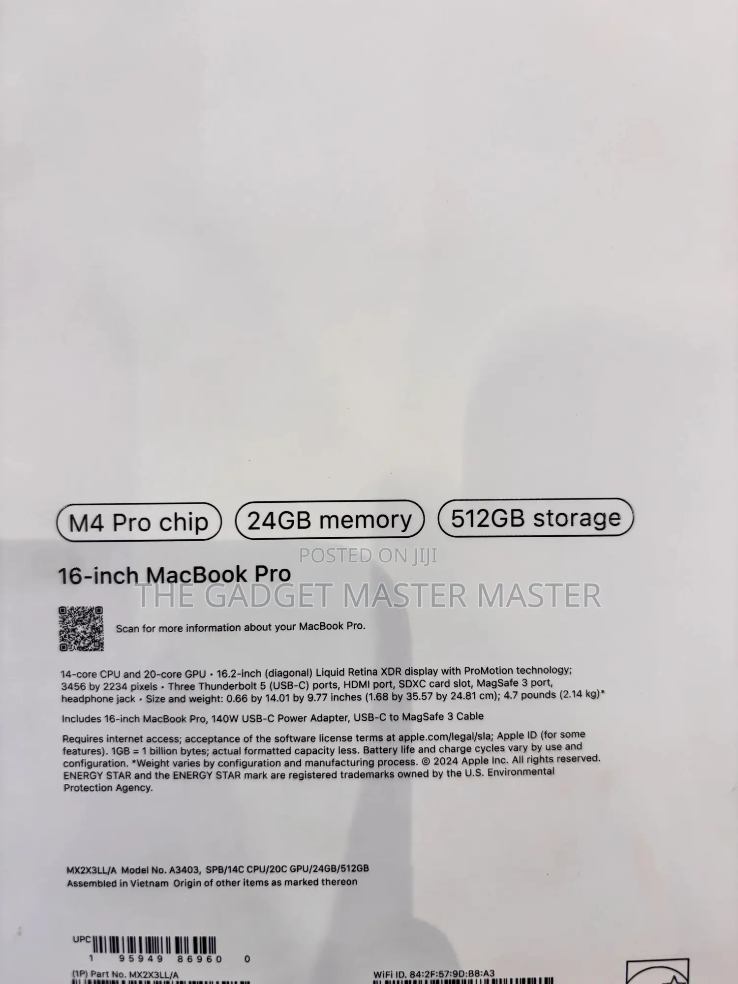 New Laptop Apple MacBook Pro 24GB Apple M4 Pro SSD 512GB