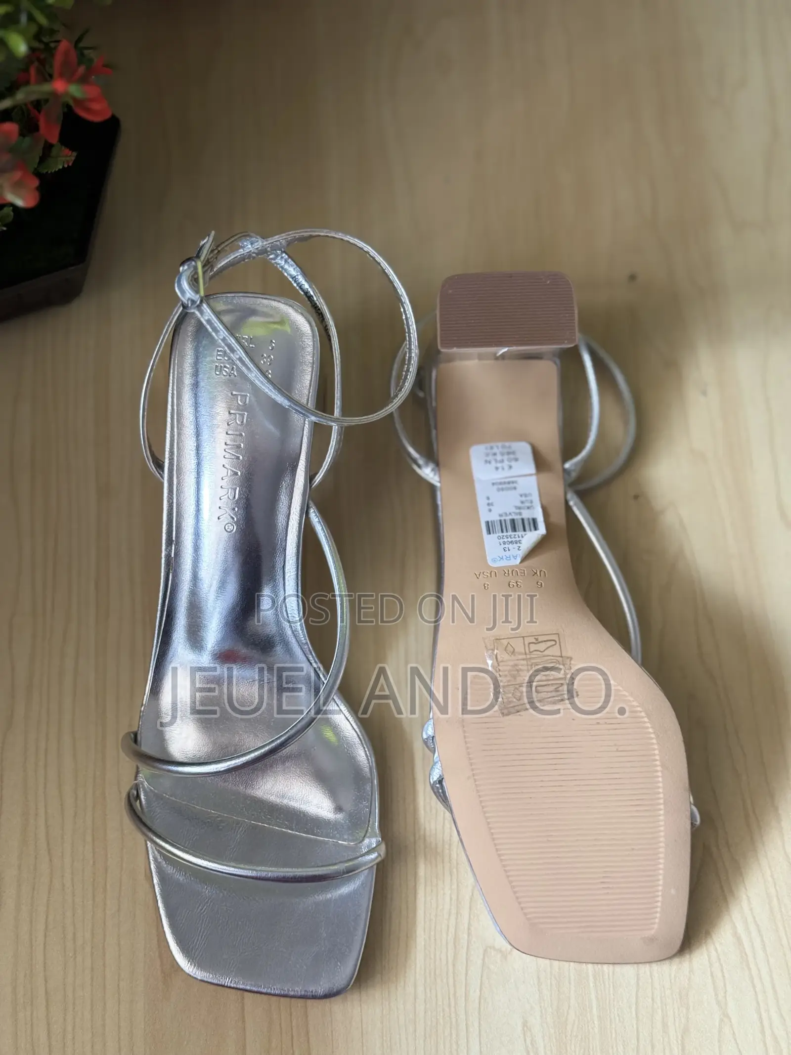 Original Primark Metallic Silver Strappy Heels From Germany