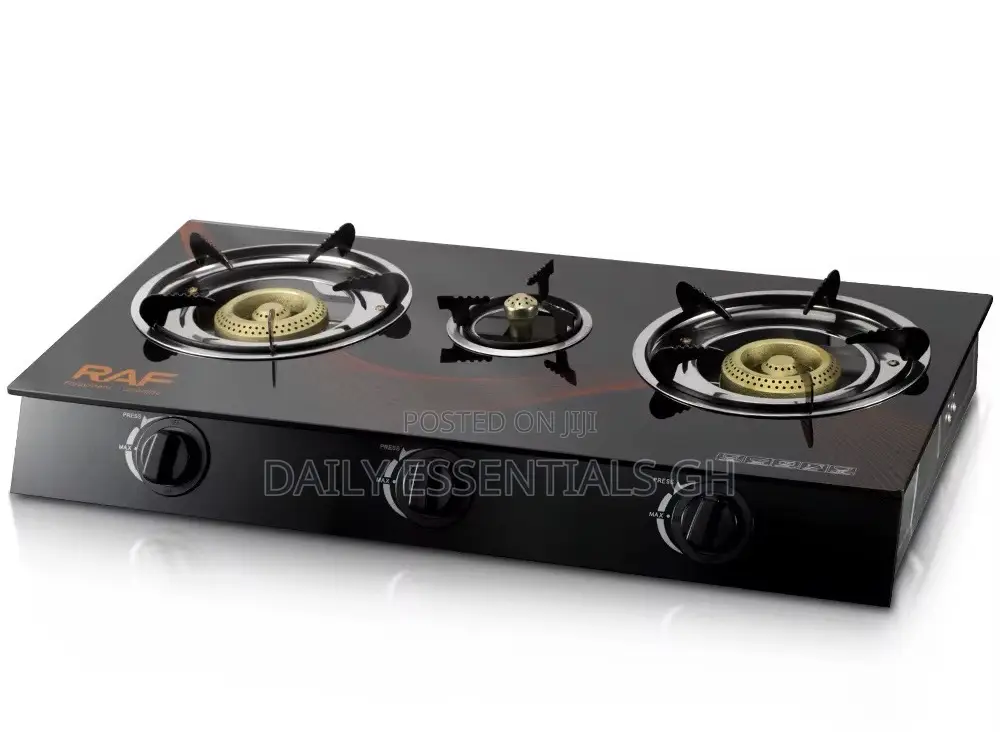 Powerful Raf 3 Burner Gas Cooker – Glass Surface