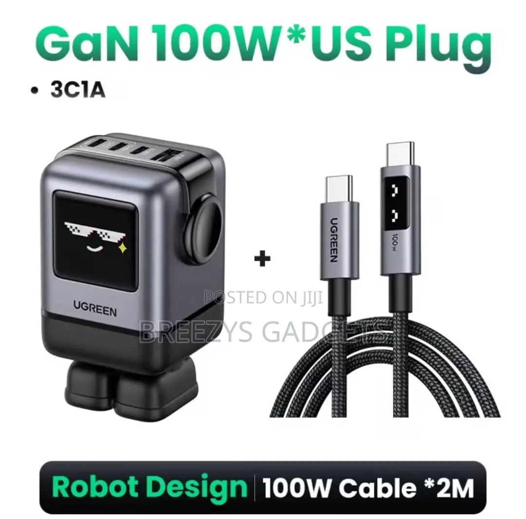 Ugreen Uno 100w Gan Charger Robot Design Qc4.0 3.0 Pps Fast Charger