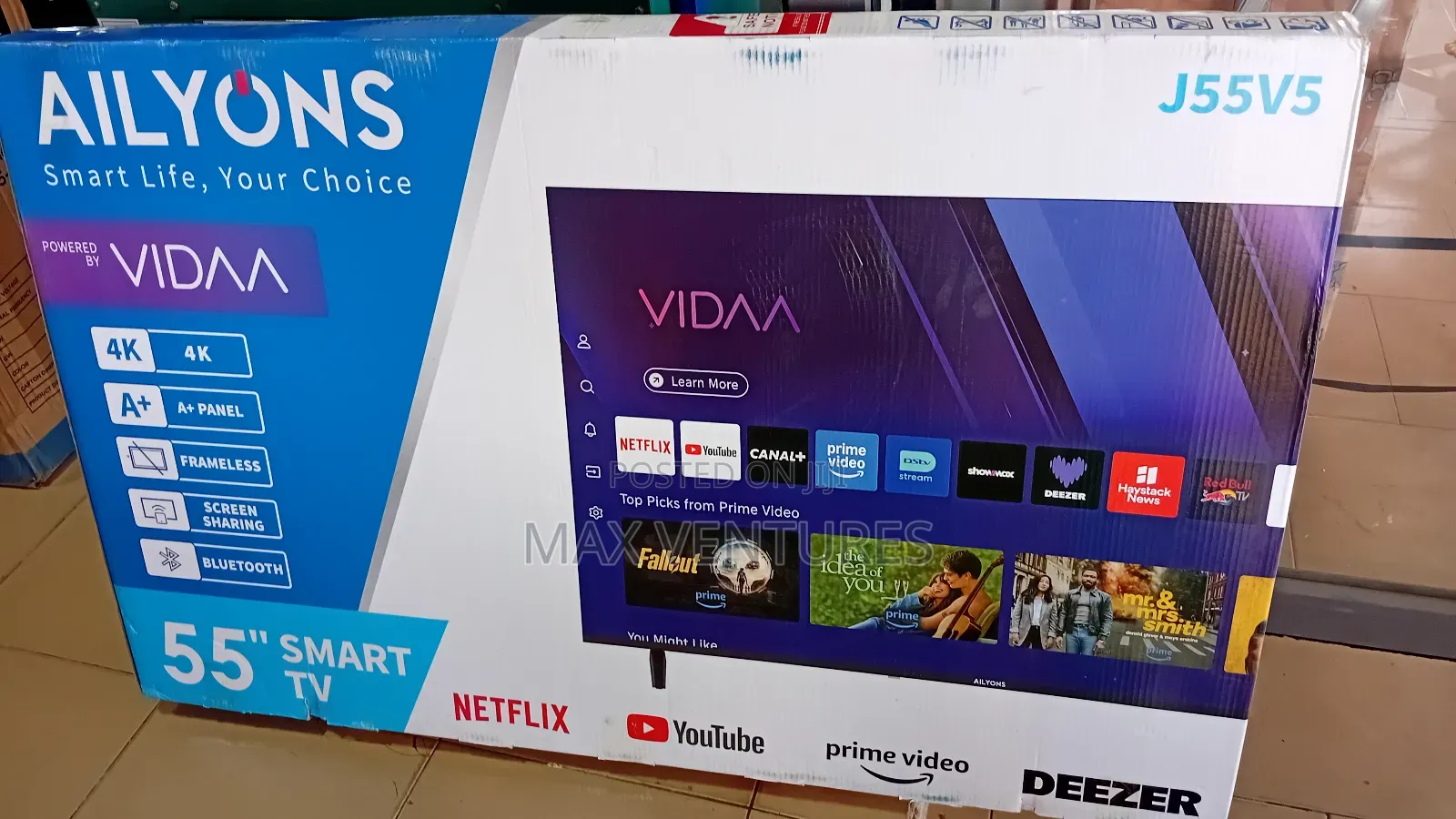 Ailyons Glossy Screen 55" Smart Android Television Netflix 55 Inche